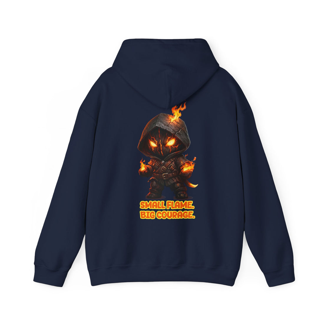 "Embrace Your Demons" Flame Hooded Sweatshirt (Small Flame, Big Courage)