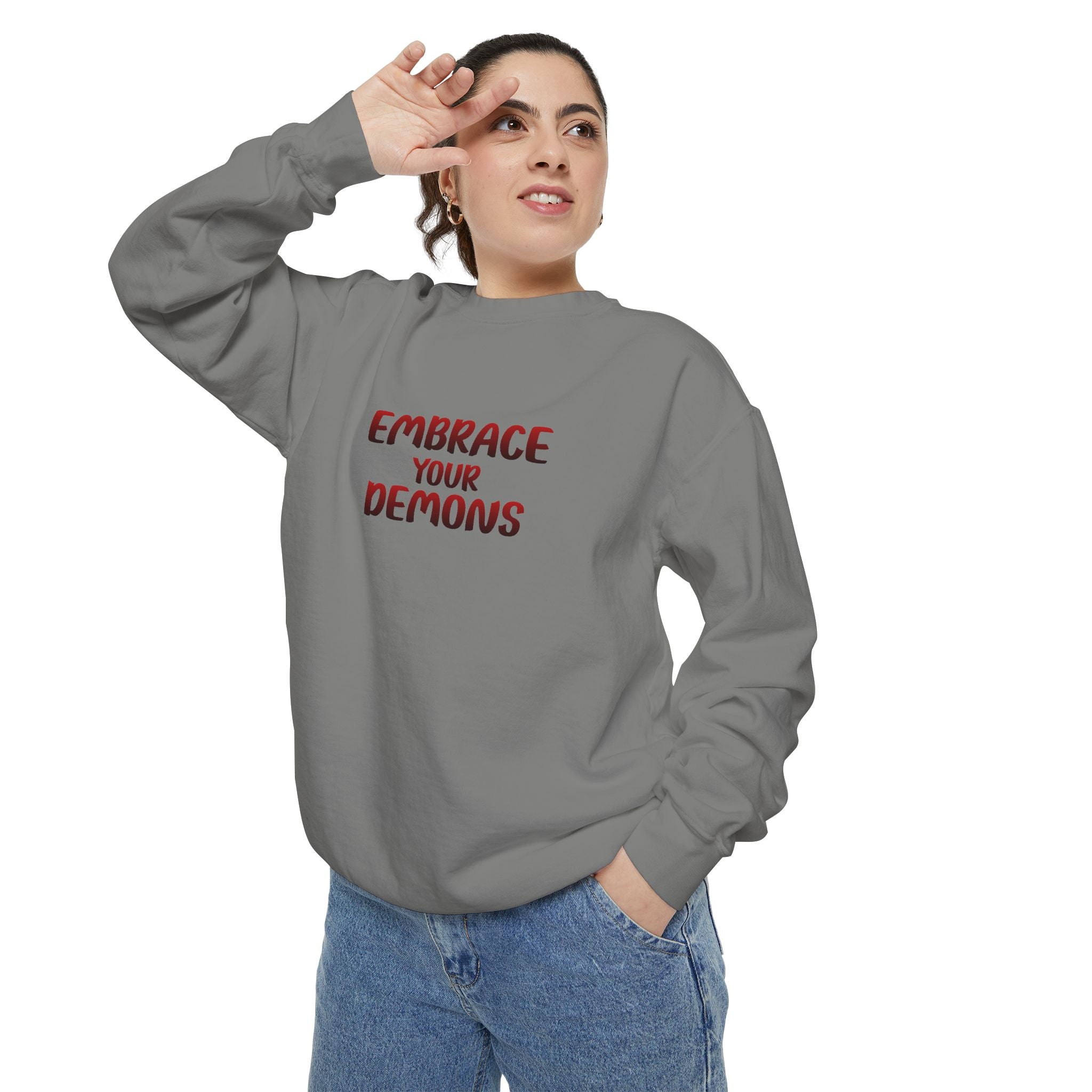 Embrace Your Demons Sweatshirt — Viking Warrior Graphic Crewneck