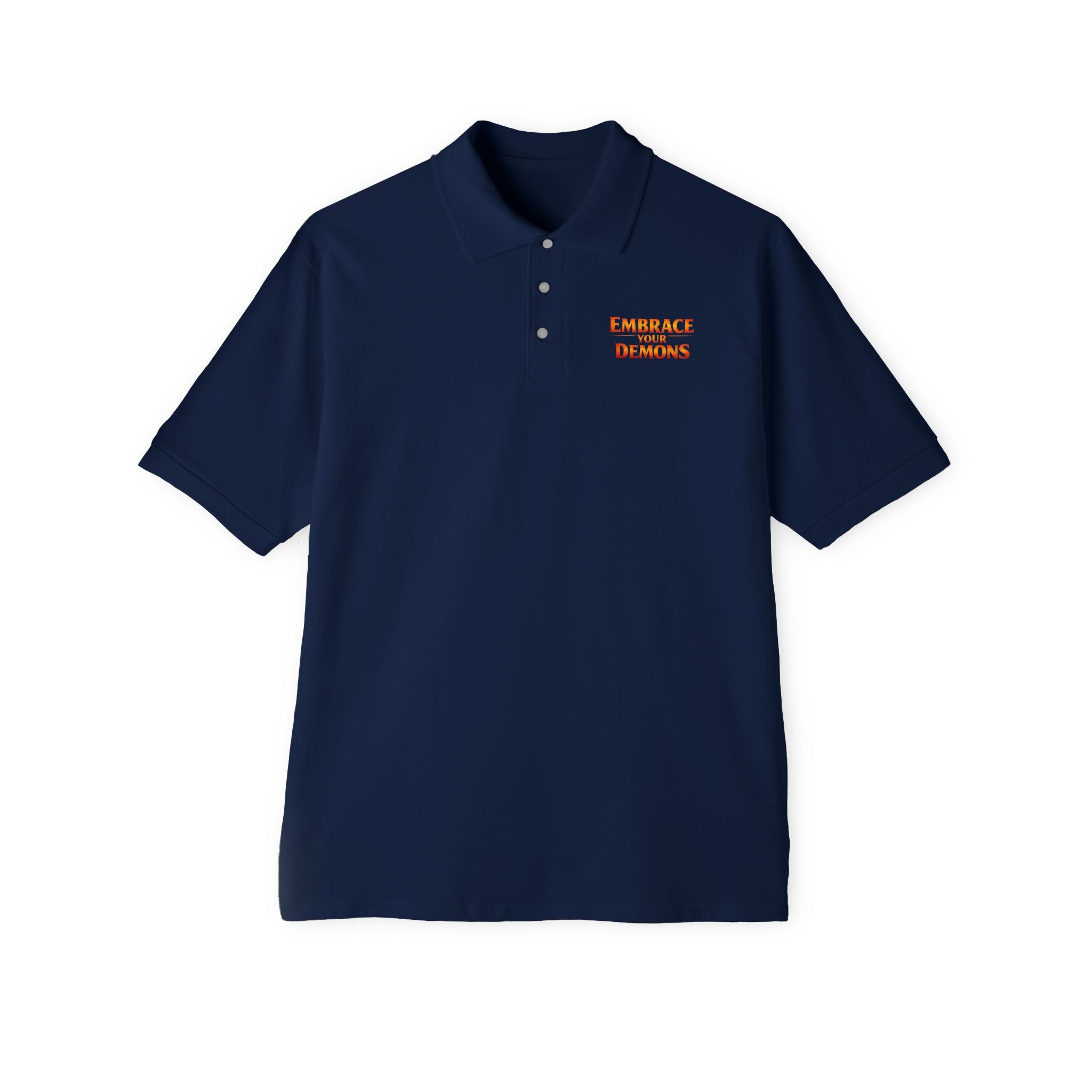 Men's Polo — 'Embrace The Demons' Graphic Chest & Back Print