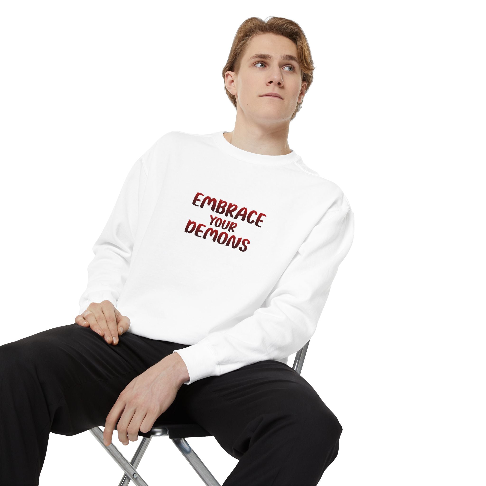 Embrace Your Demons Sweatshirt — Viking Warrior Graphic Crewneck