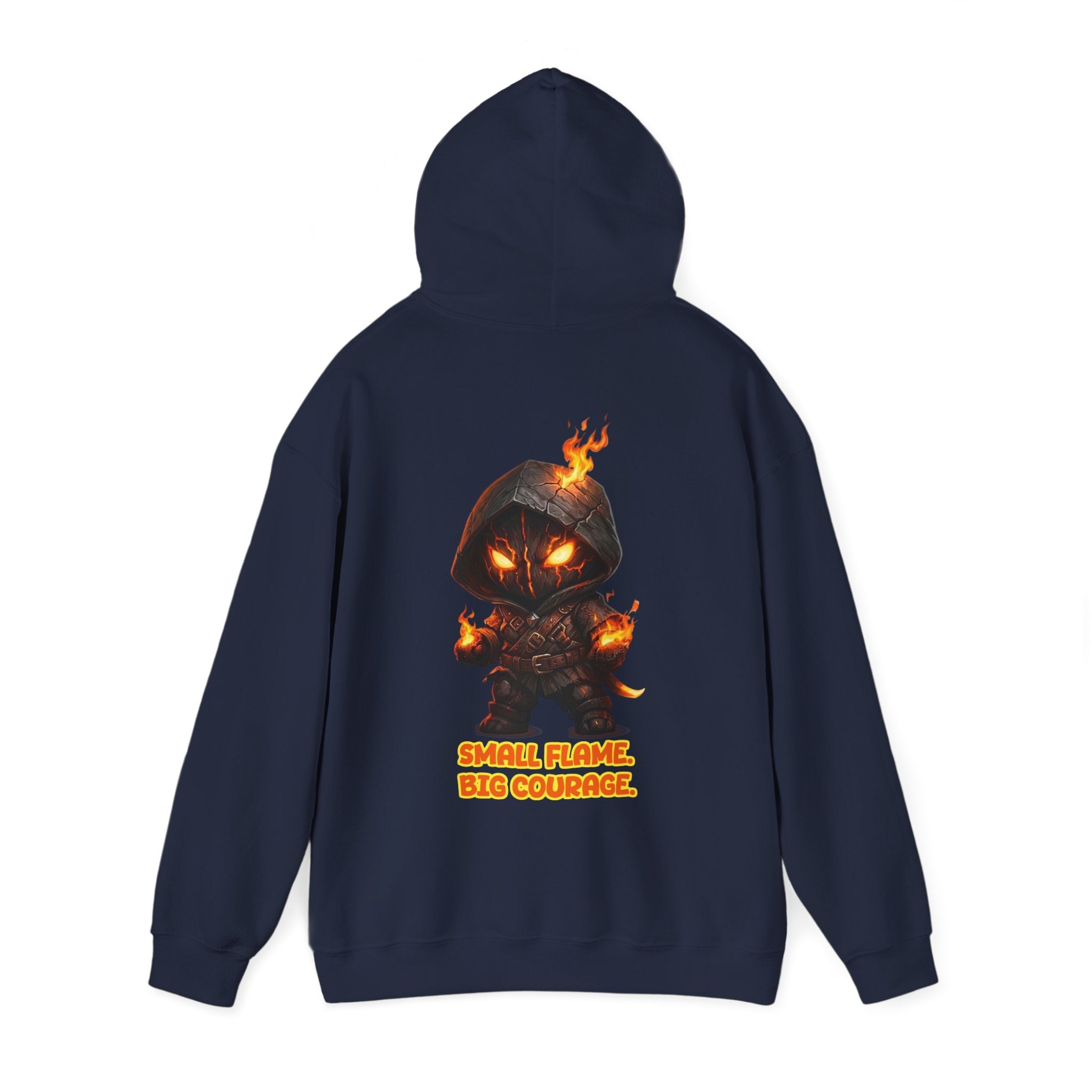"Embrace Your Demons" Flame Hooded Sweatshirt (Small Flame, Big Courage)
