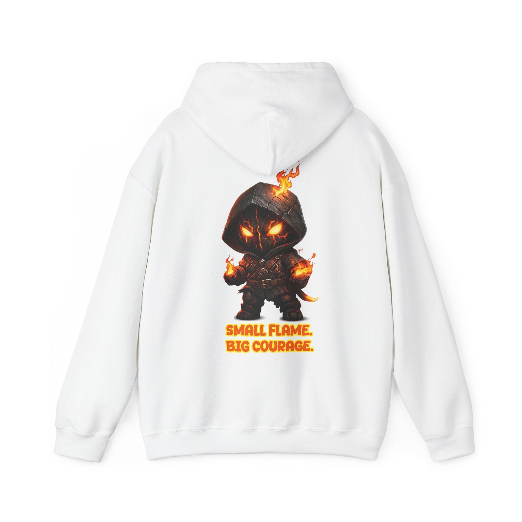 "Embrace Your Demons" Flame Hooded Sweatshirt (Small Flame, Big Courage)