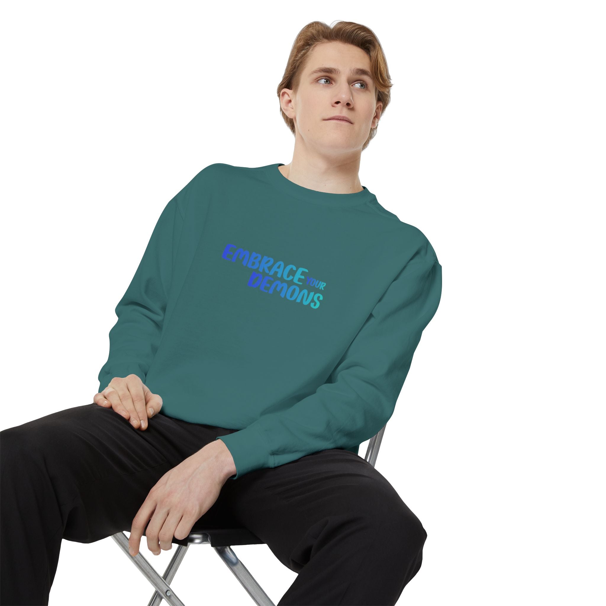Embrace Your Demons Sweatshirt — "Cold Heart, Warm Soul" Cat Graphic Sweatshirt