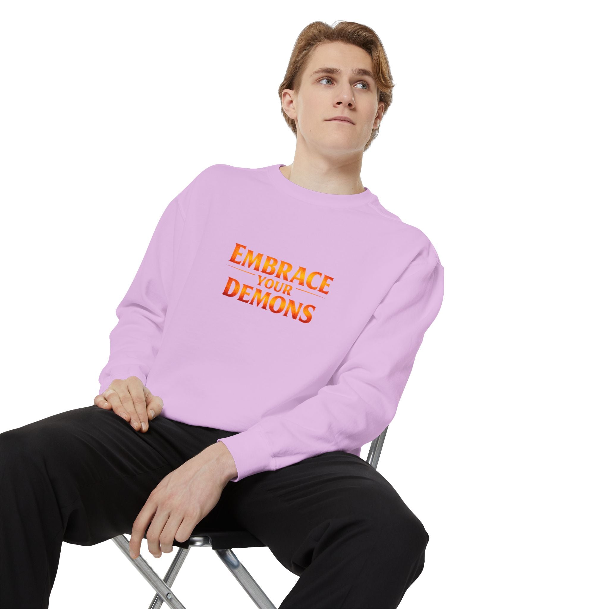 Embrace Your Demons Sweatshirt — Small Flame, Big Courage Graphic Crewneck