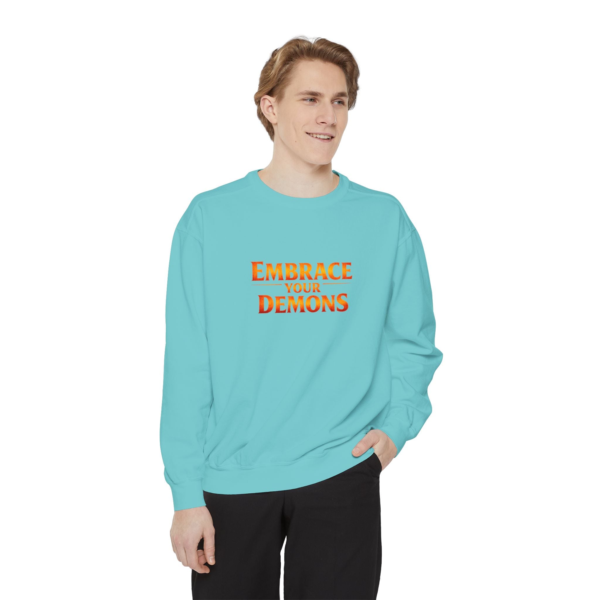 Embrace Your Demons Sweatshirt — Angel Warrior Graphic Crewneck