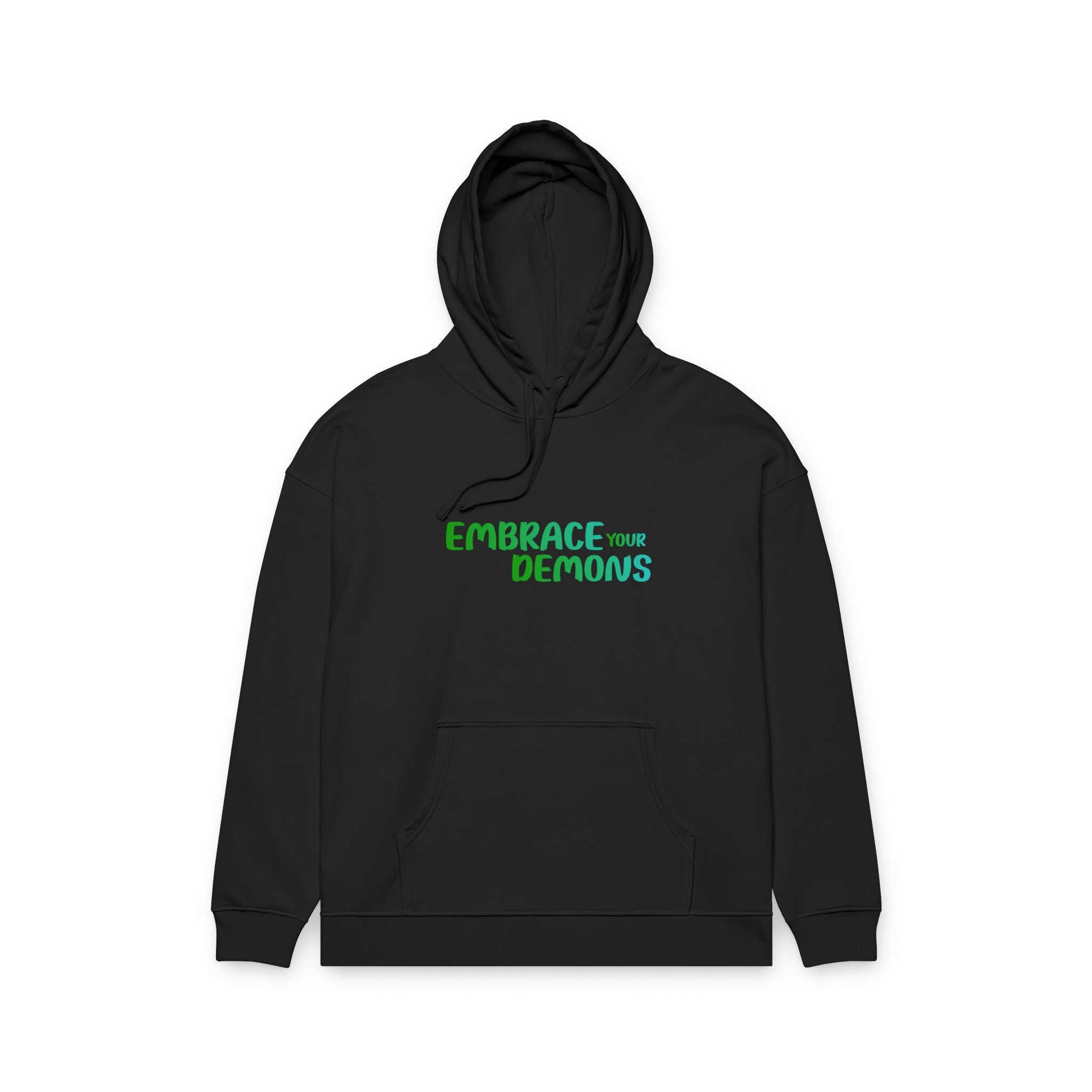 Embrace Your Demons Hoodie — Green Forest Creature Graphic Hoodie