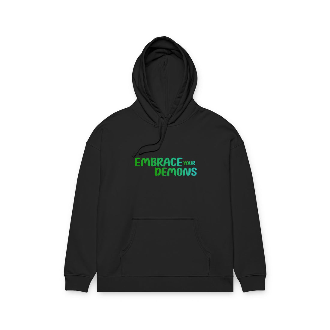 Embrace Your Demons Hoodie — Green Forest Creature Graphic Hoodie