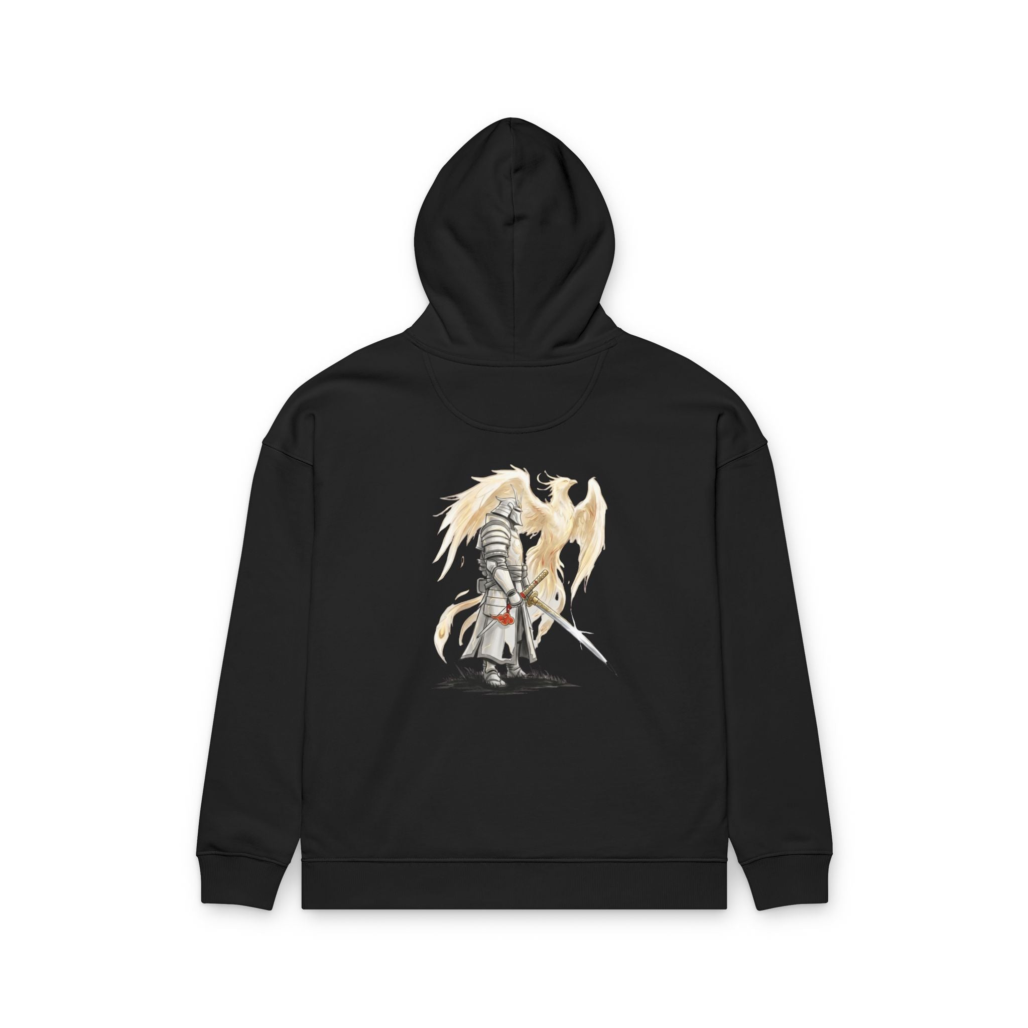 Angel Knight Hoodie — “I Am Forged by My Shadow” Graphic Pullover