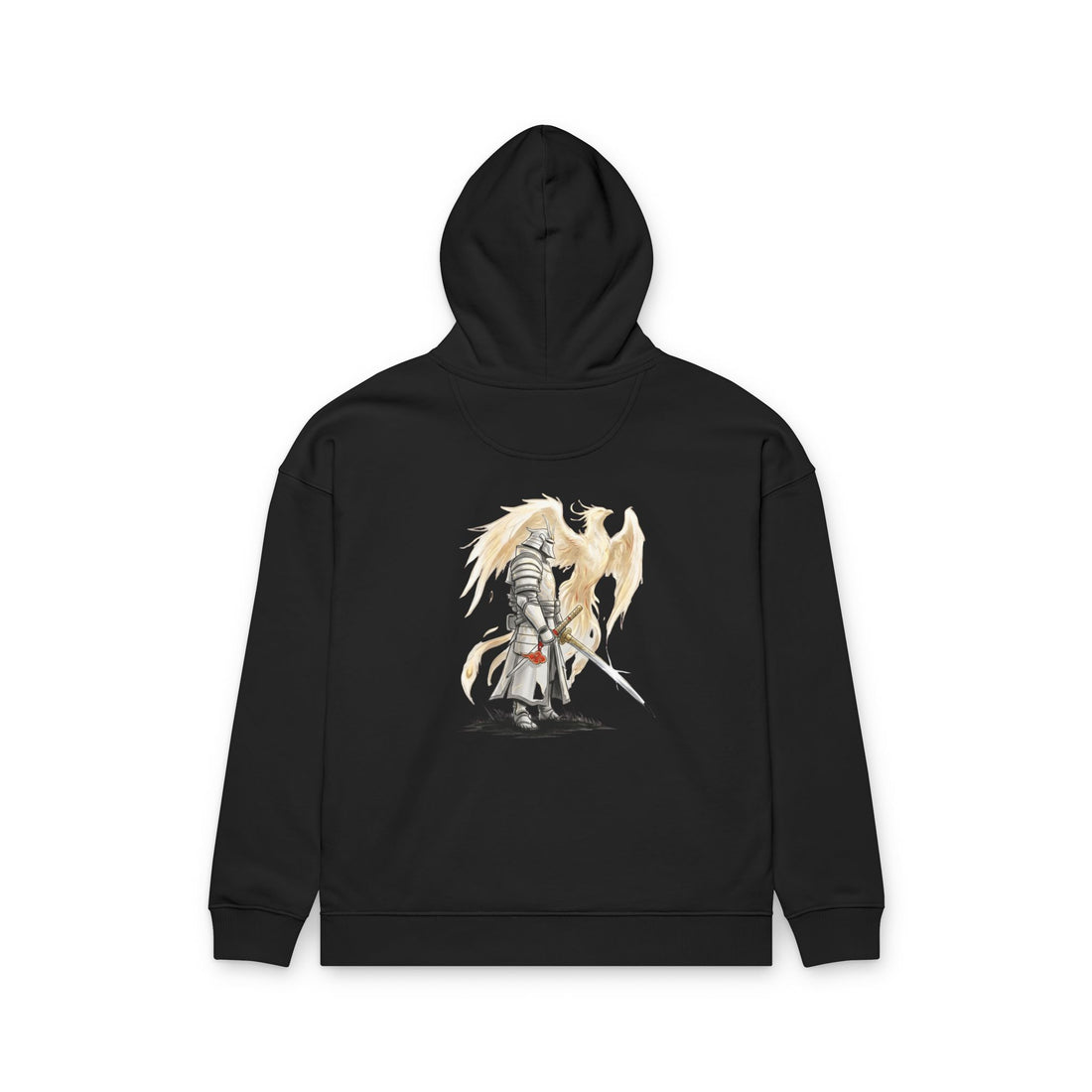 Angel Knight Hoodie — “I Am Forged by My Shadow” Graphic Pullover