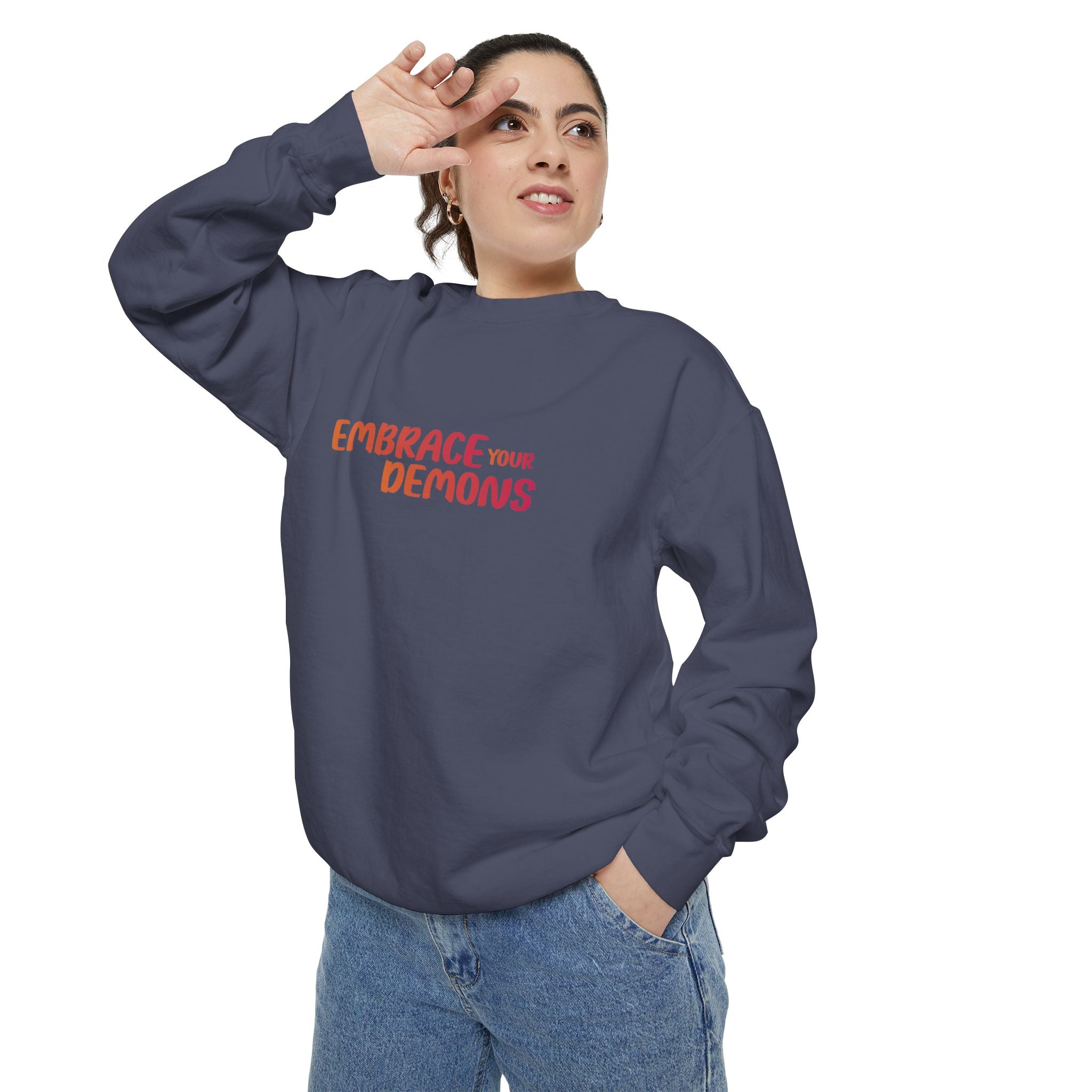 Embrace Your Demons Sweatshirt — Spiritual Fox Art Crewneck