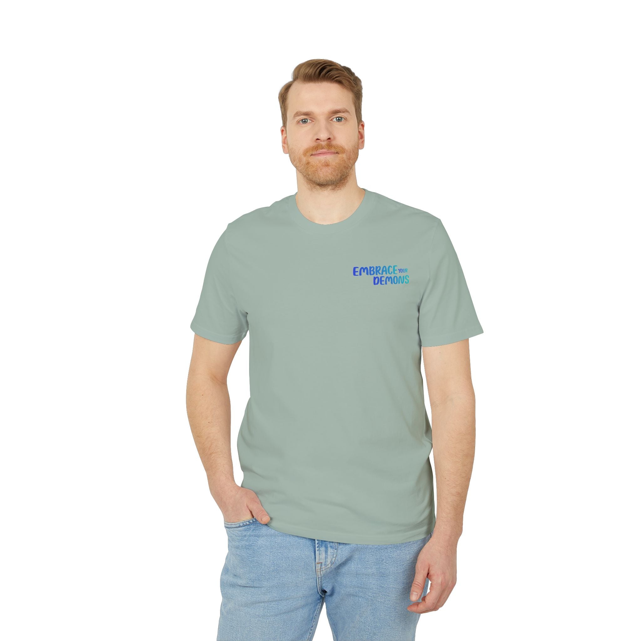 T-Shirt — Embrace the Demons Graphic Tee (Blue Rope Swing Illustration)