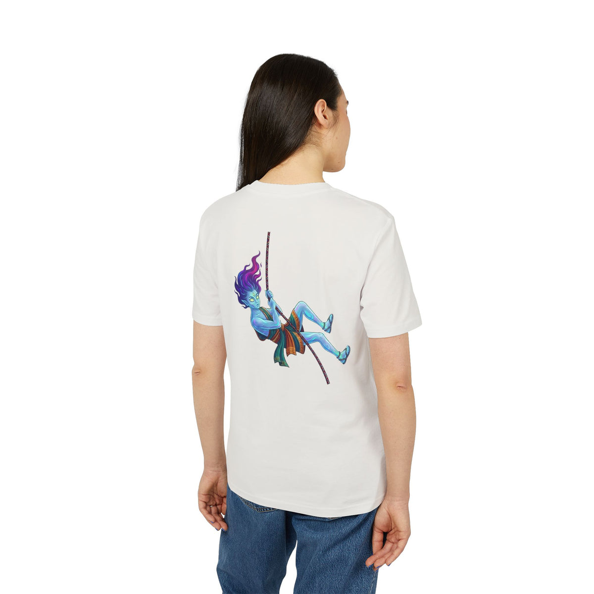 T-Shirt — Embrace the Demons Graphic Tee (Blue Rope Swing Illustration)
