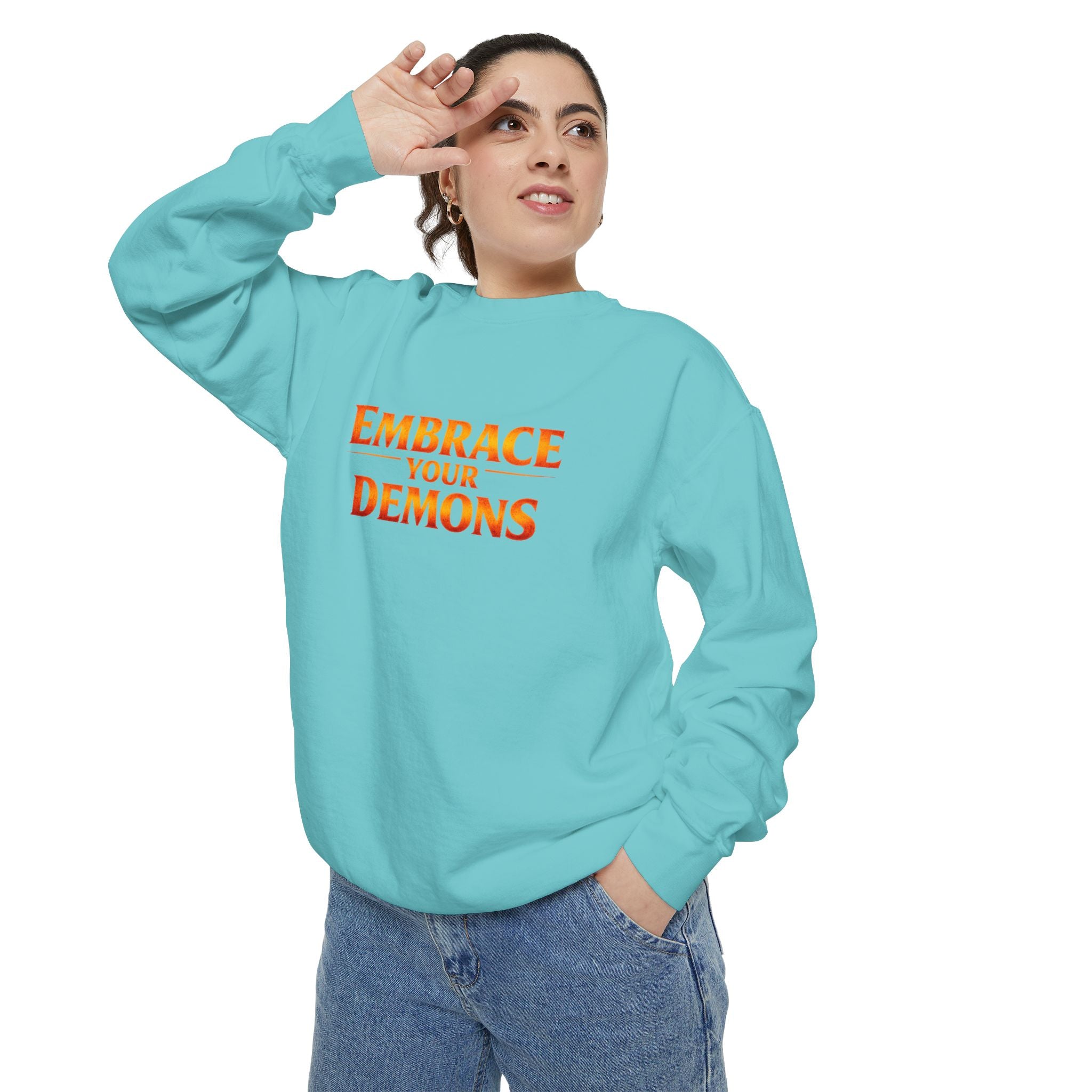 Embrace Your Demons Sweatshirt — Angel Warrior Graphic Crewneck