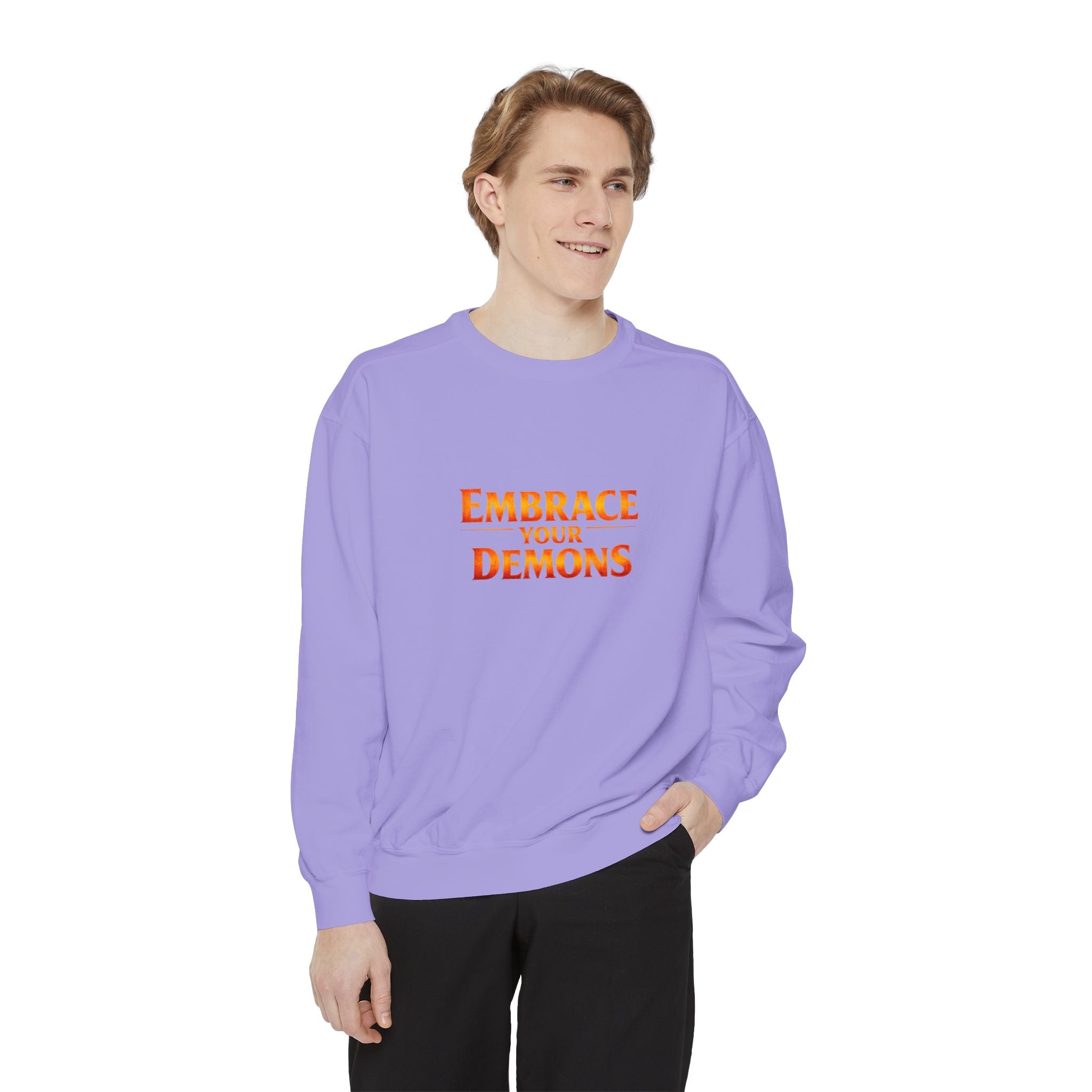 Embrace Your Demons Sweatshirt — Small Flame, Big Courage Graphic Crewneck