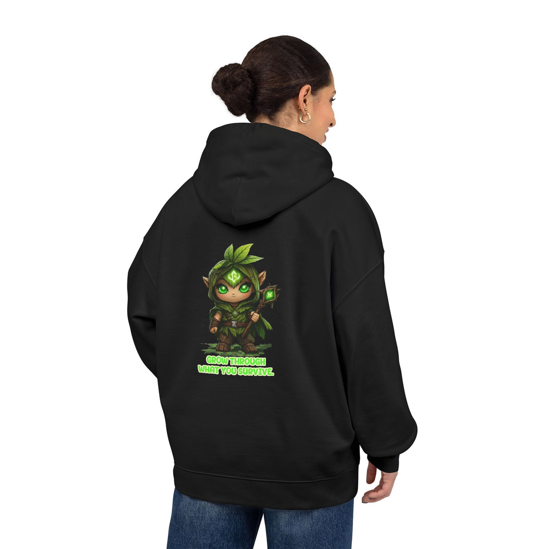 Embrace Your Demons Hoodie — Green Forest Creature Graphic Hoodie