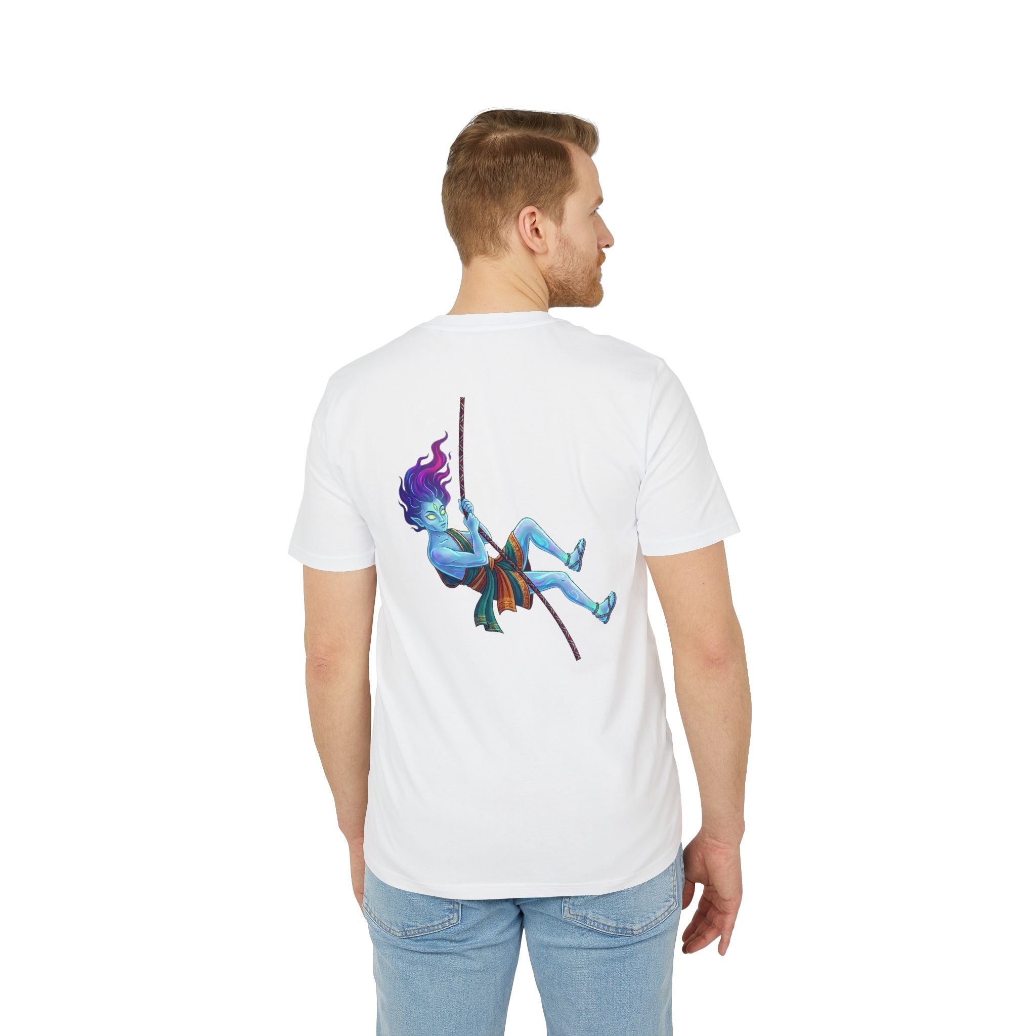 T-Shirt — Embrace the Demons Graphic Tee (Blue Rope Swing Illustration)