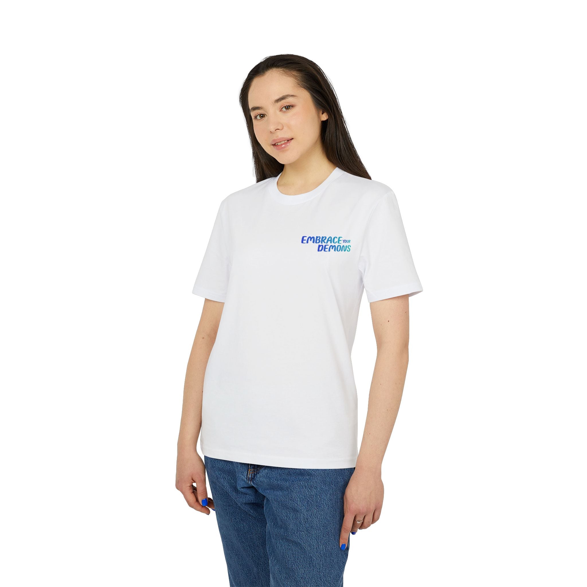 T-Shirt — Embrace the Demons Graphic Tee (Blue Rope Swing Illustration)