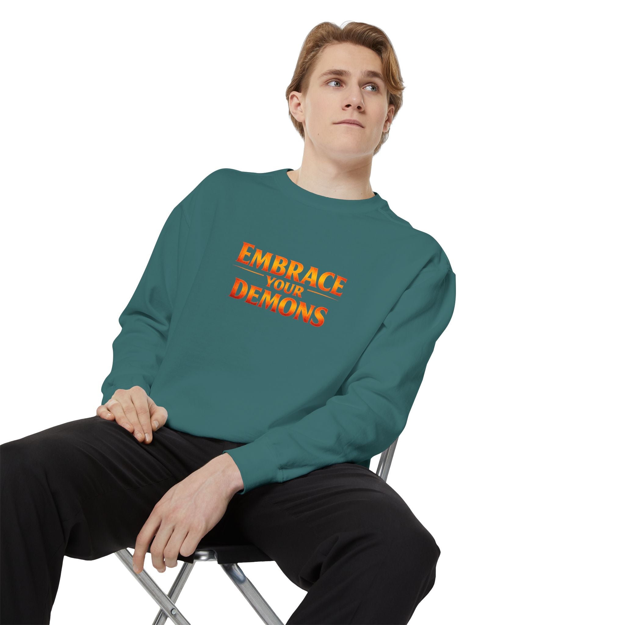 Embrace Your Demons Sweatshirt — Angel Warrior Graphic Crewneck