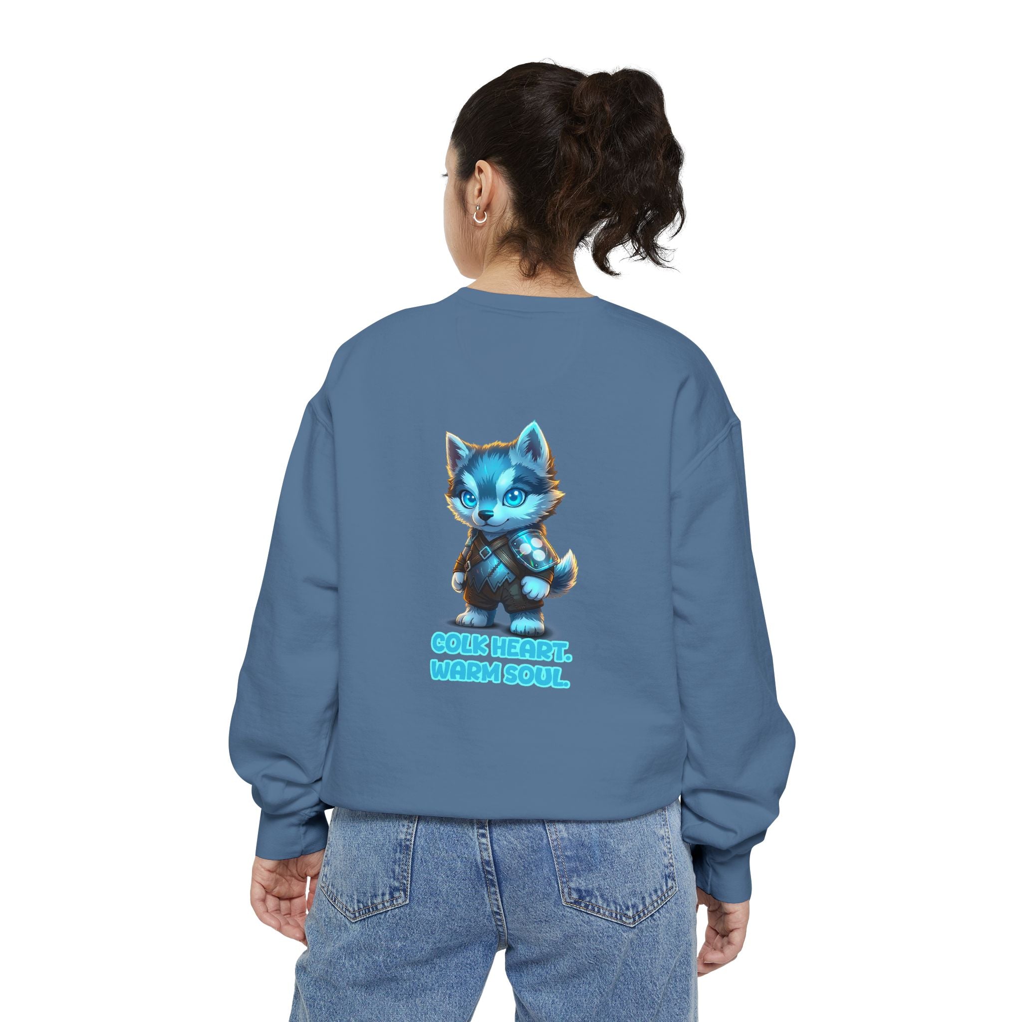 Embrace Your Demons Sweatshirt — "Cold Heart, Warm Soul" Cat Graphic Sweatshirt