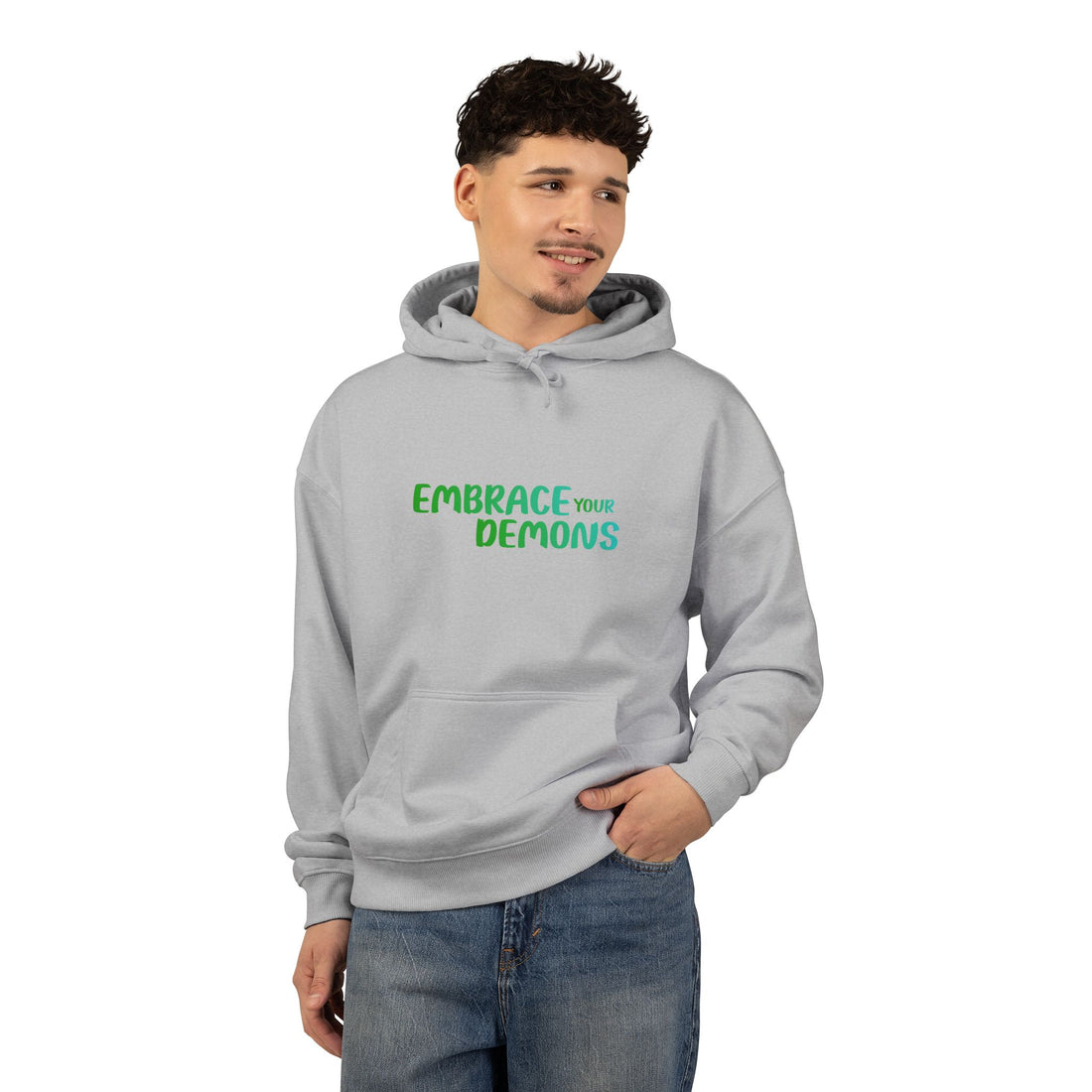 Embrace Your Demons Hoodie — Green Forest Creature Graphic Hoodie