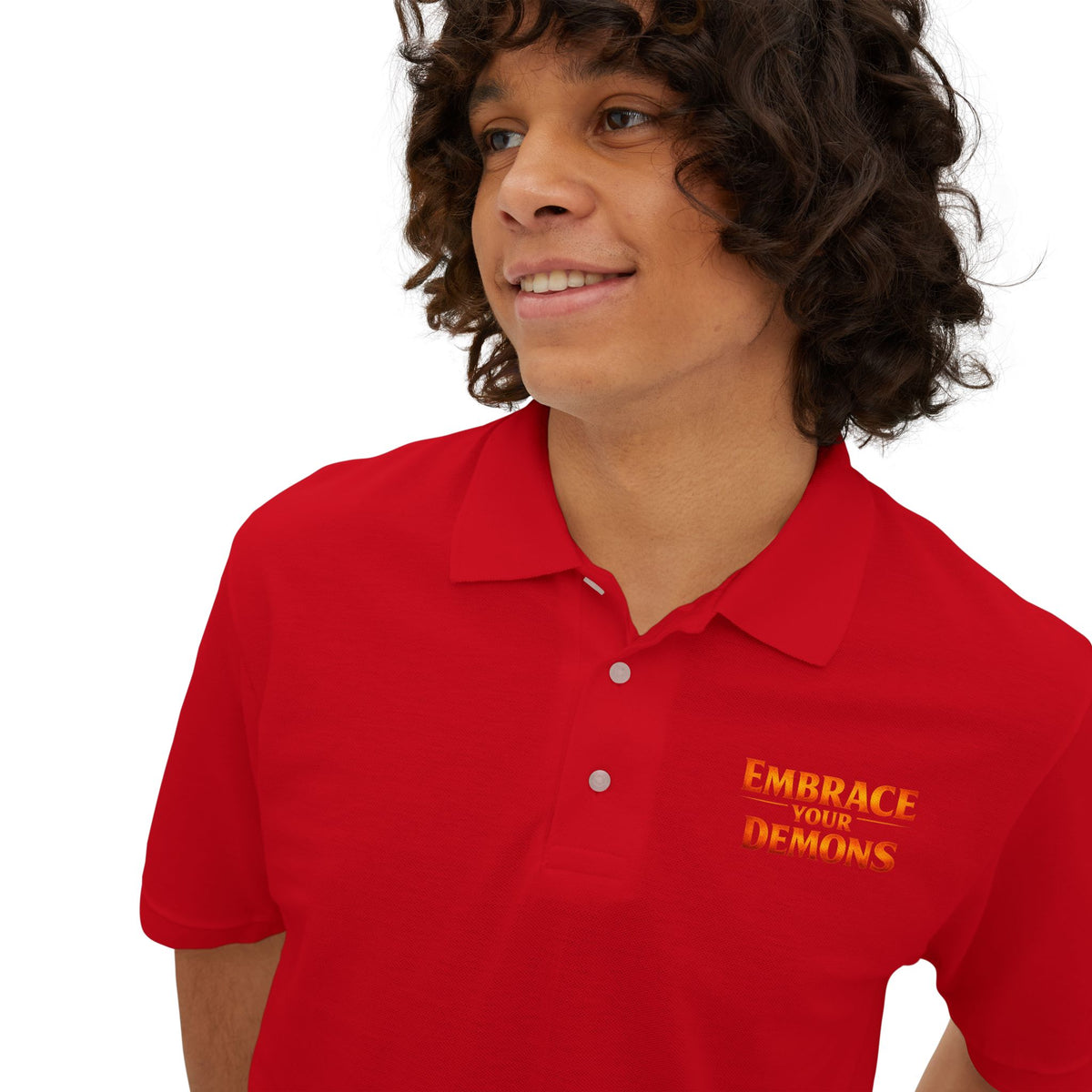 Men's Polo — 'Embrace The Demons' Graphic Chest & Back Print