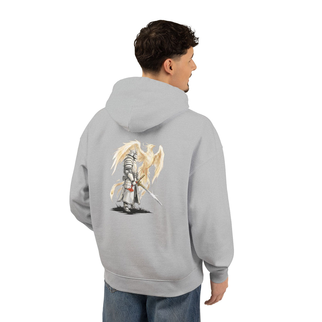Angel Knight Hoodie — “I Am Forged by My Shadow” Graphic Pullover