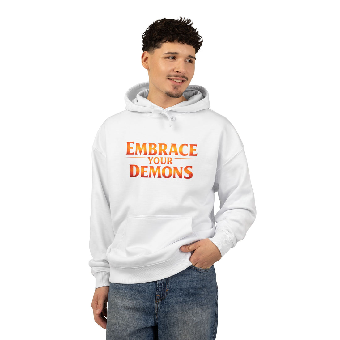 Embrace Your Demons Hoodie — Cute Fiery Demon Graphic Sweatshirt