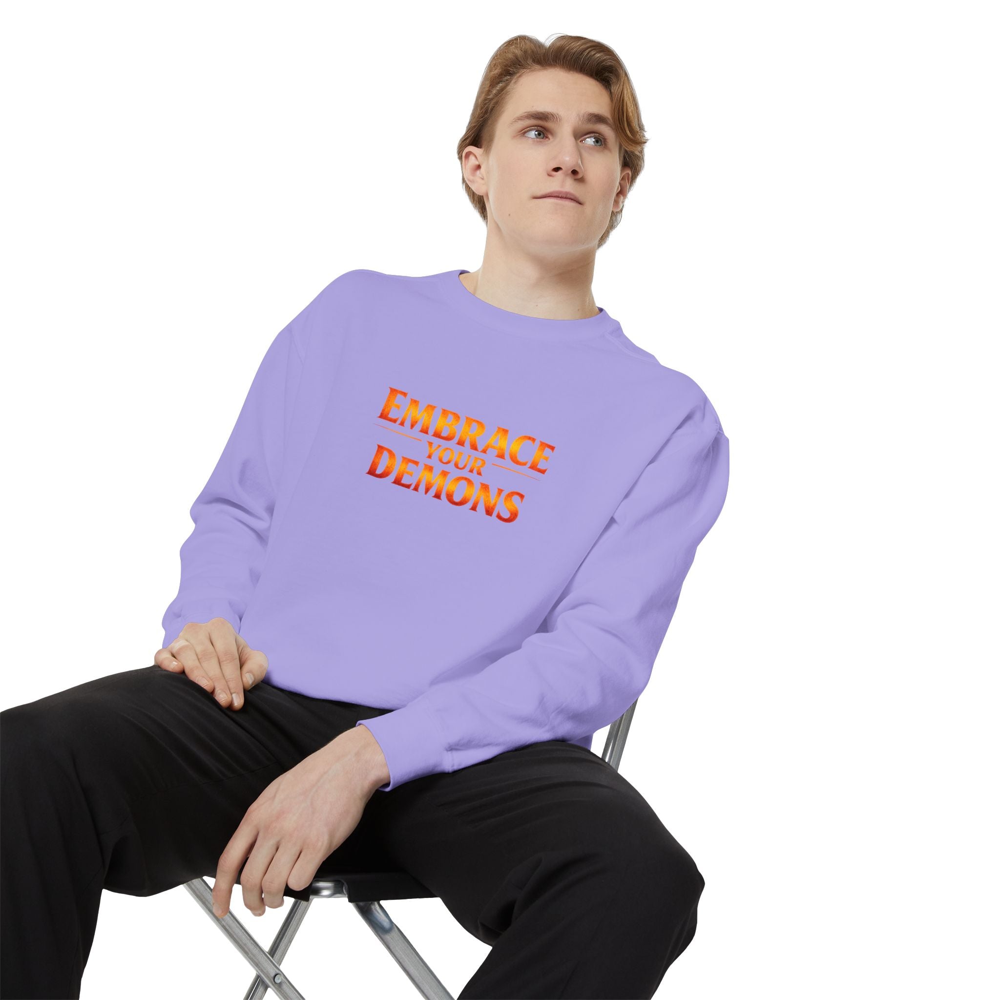 Embrace Your Demons Sweatshirt — Angel Warrior Graphic Crewneck