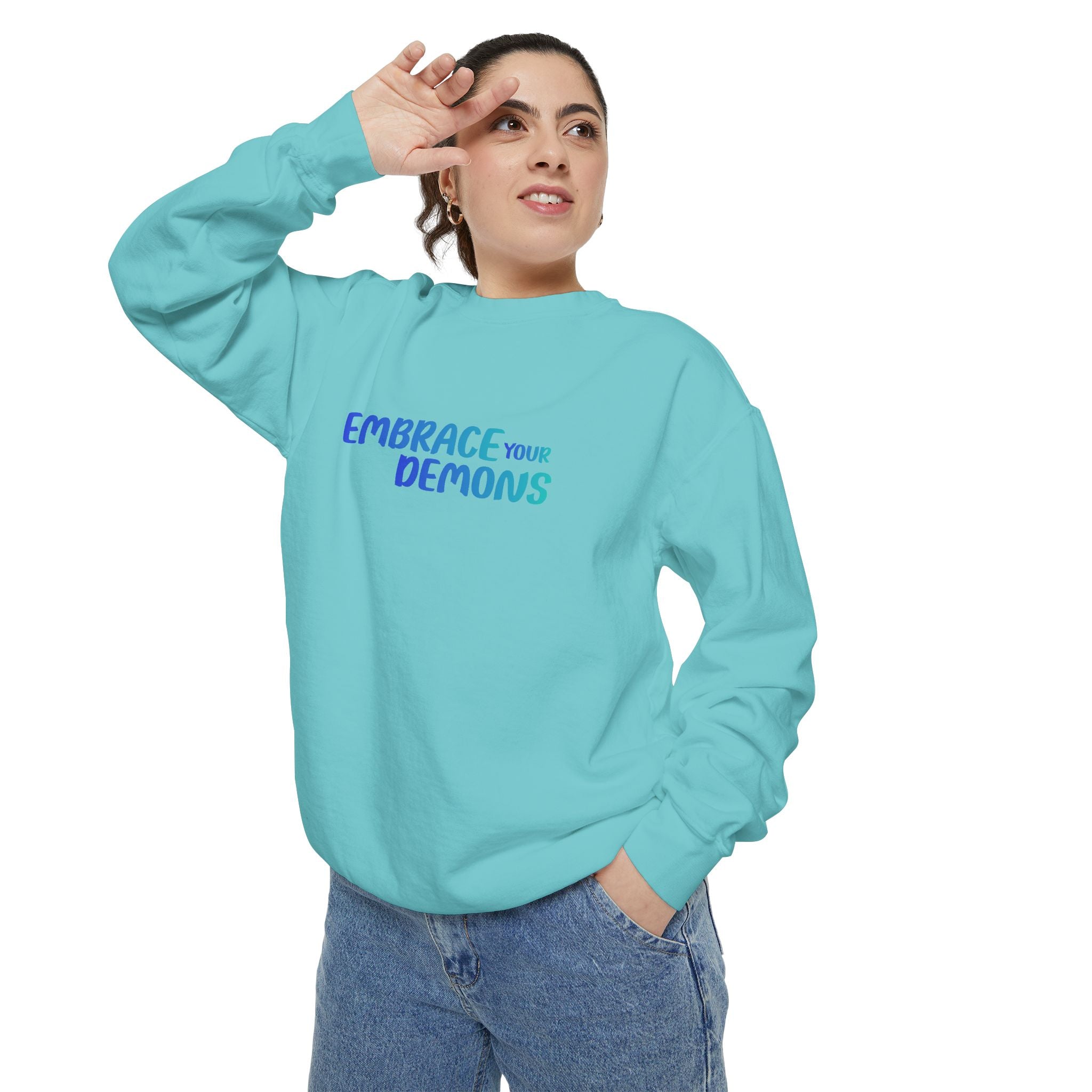 Sweatshirt — "Embrace Your Demons" Demon Climber Graphic Sweatshirt