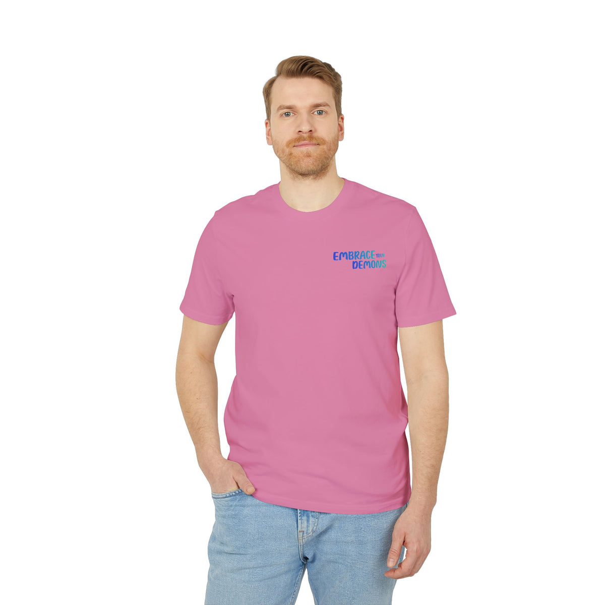T-Shirt — Embrace the Demons Graphic Tee (Blue Rope Swing Illustration)