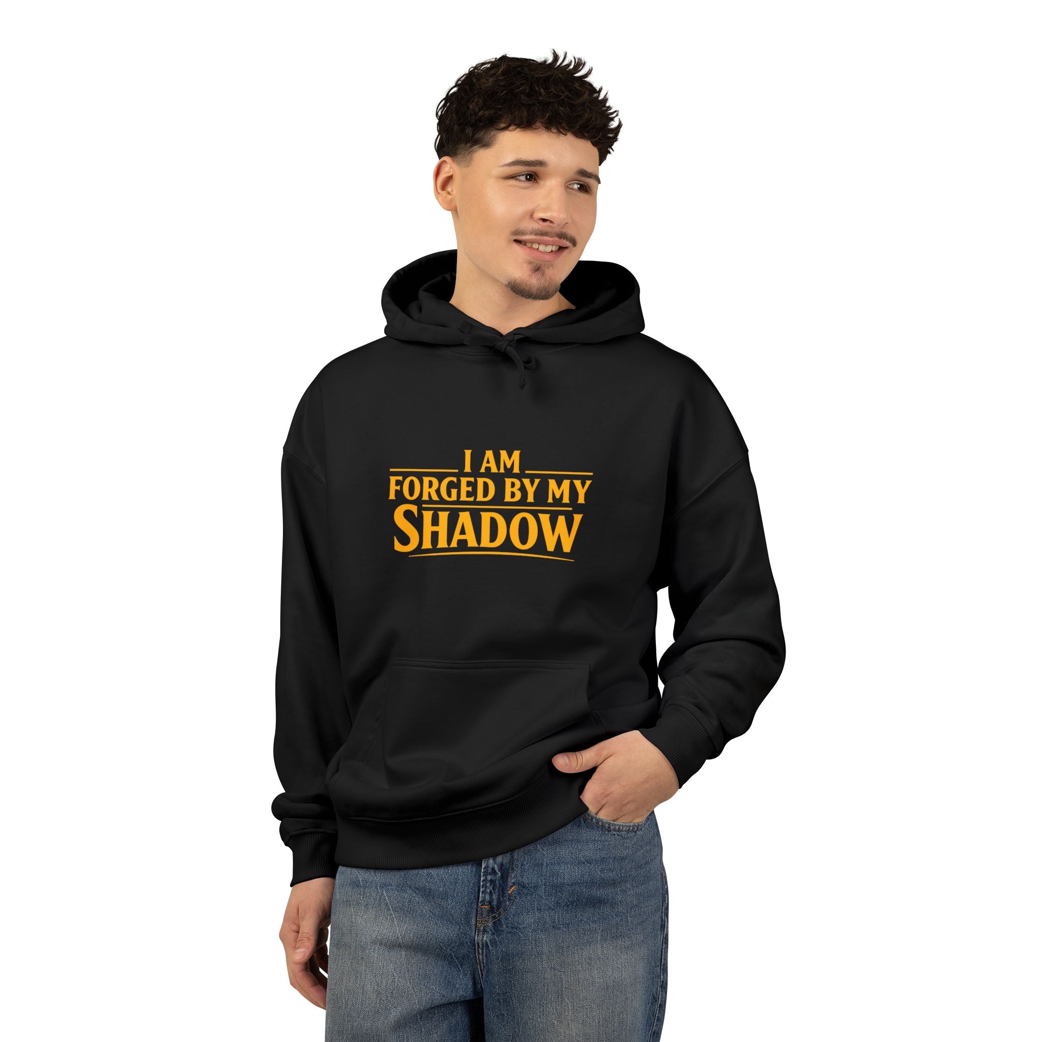 Angel Knight Hoodie — “I Am Forged by My Shadow” Graphic Pullover