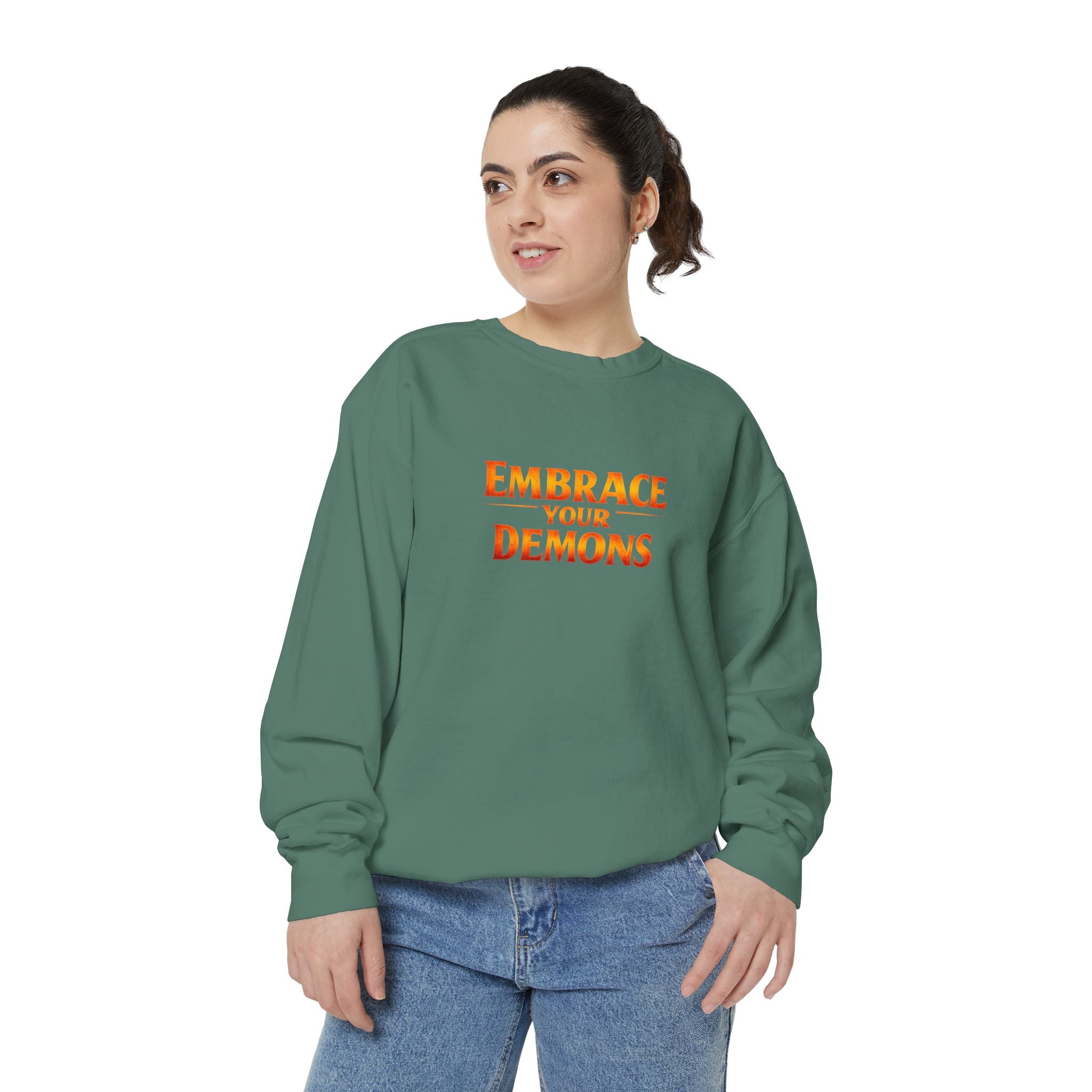 Embrace Your Demons Sweatshirt — Angel Warrior Graphic Crewneck