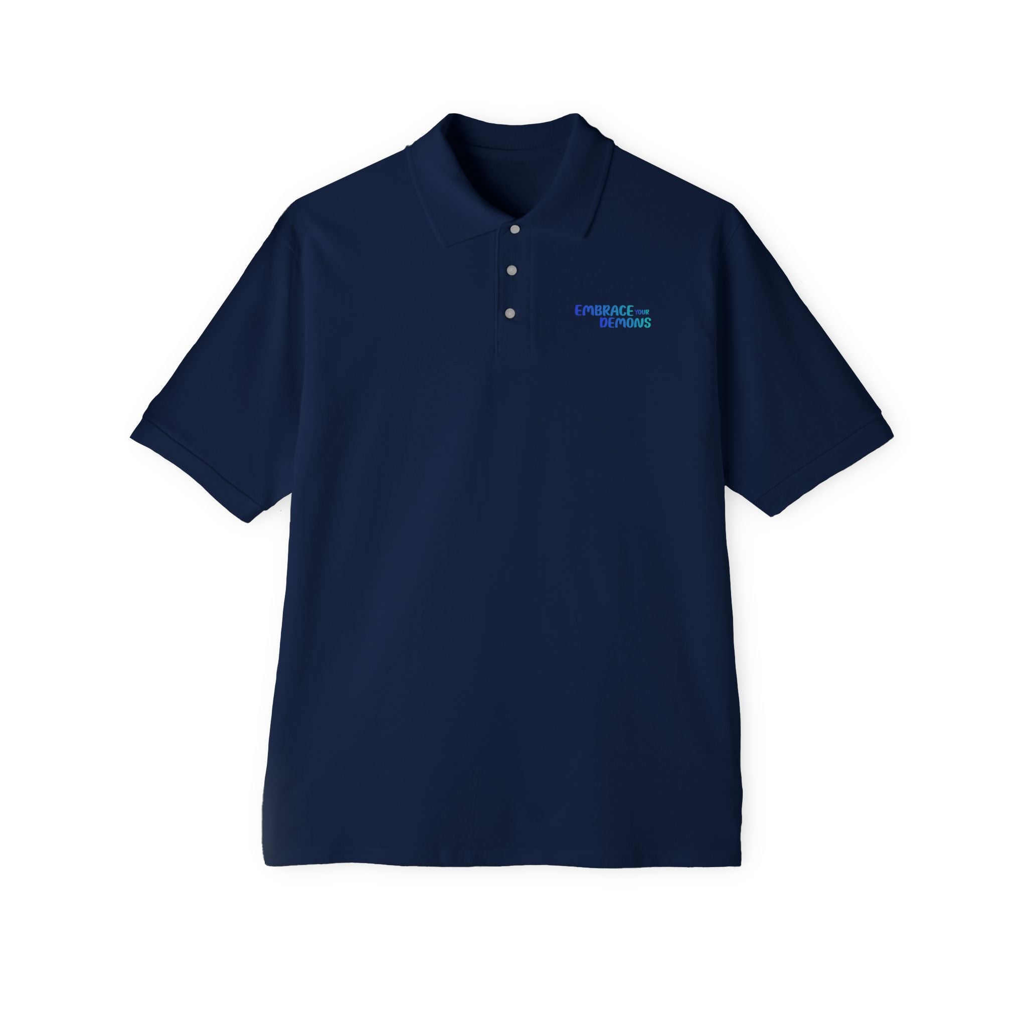 Men's Polo — Dark Fantasy Warrior Graphic (Back) with Small Chest Text