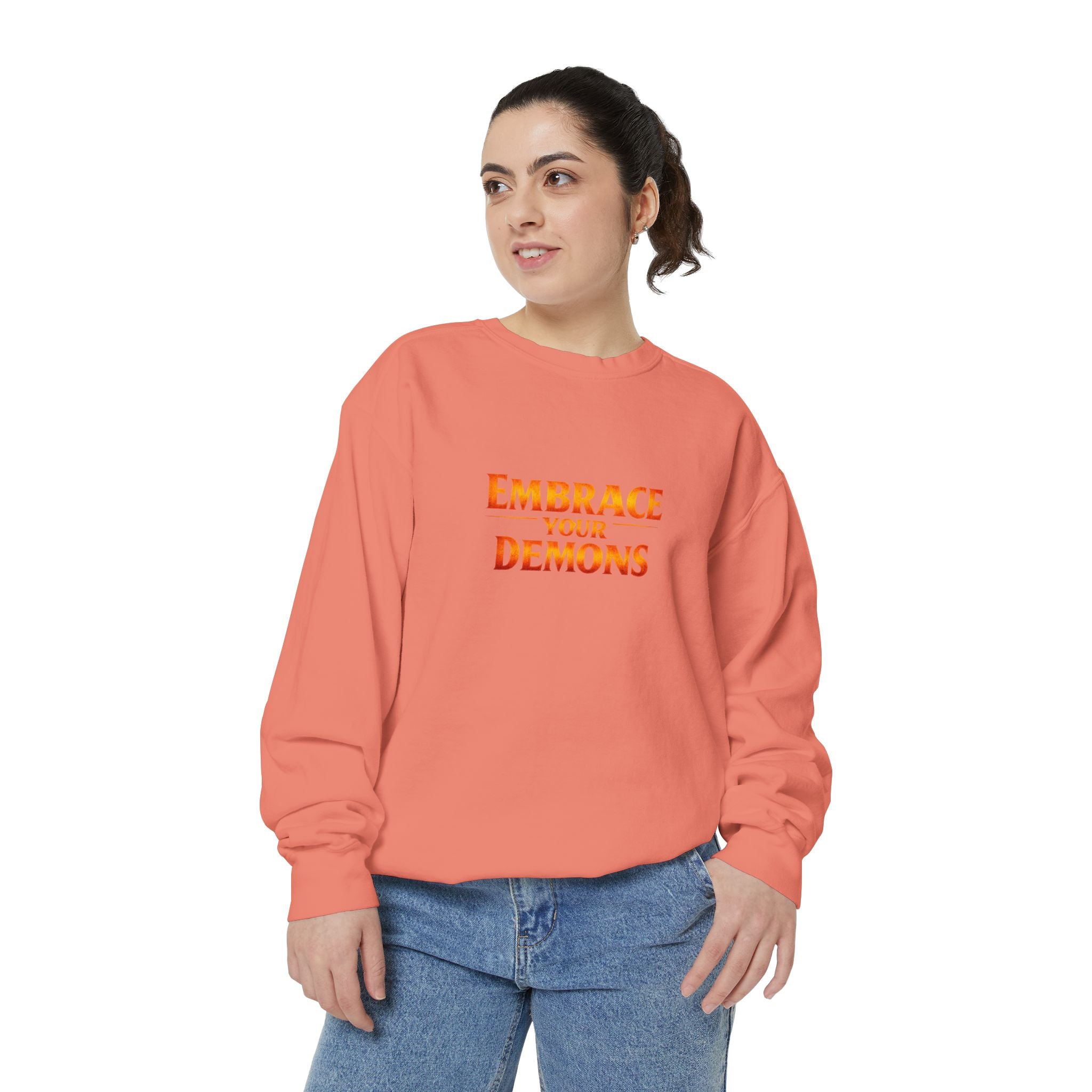 Embrace Your Demons Sweatshirt — Small Flame, Big Courage Graphic Crewneck