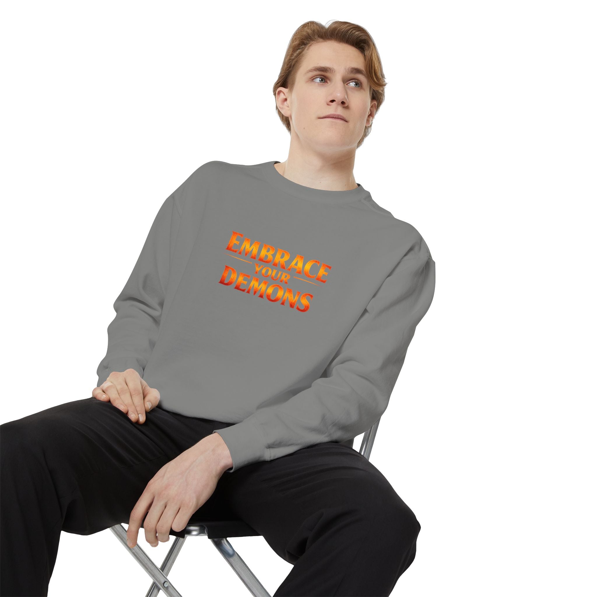 Embrace Your Demons Sweatshirt — Angel Warrior Graphic Crewneck