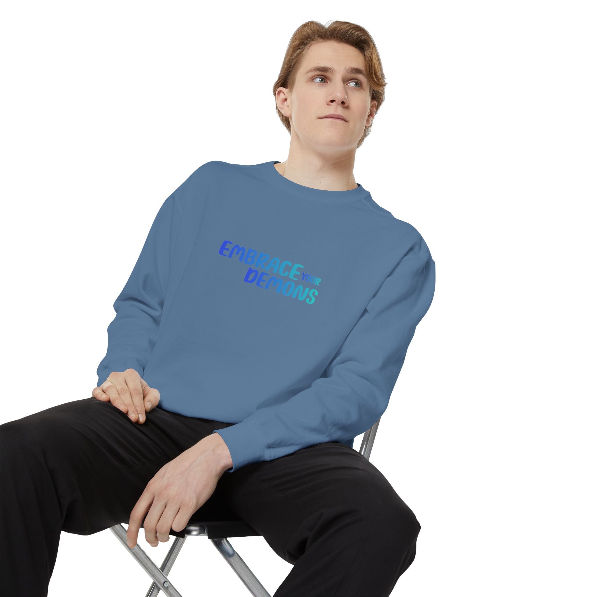 Embrace Your Demons Sweatshirt — "Cold Heart, Warm Soul" Cat Graphic Sweatshirt