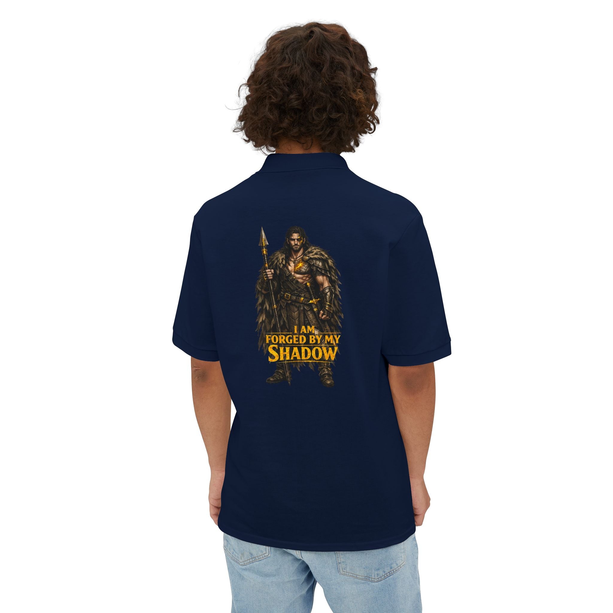 Viking Warrior Polo – "I Am Forged by My Shadow" Men's Piqué Polo