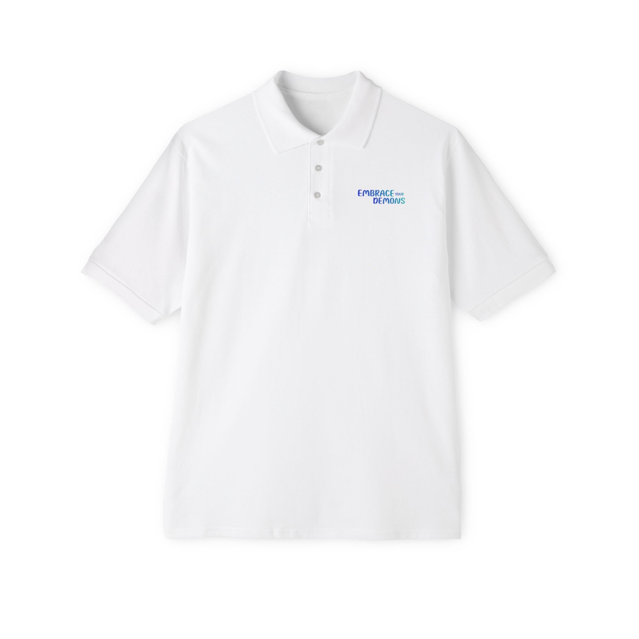 Men's Polo — Dark Fantasy Warrior Graphic (Back) with Small Chest Text
