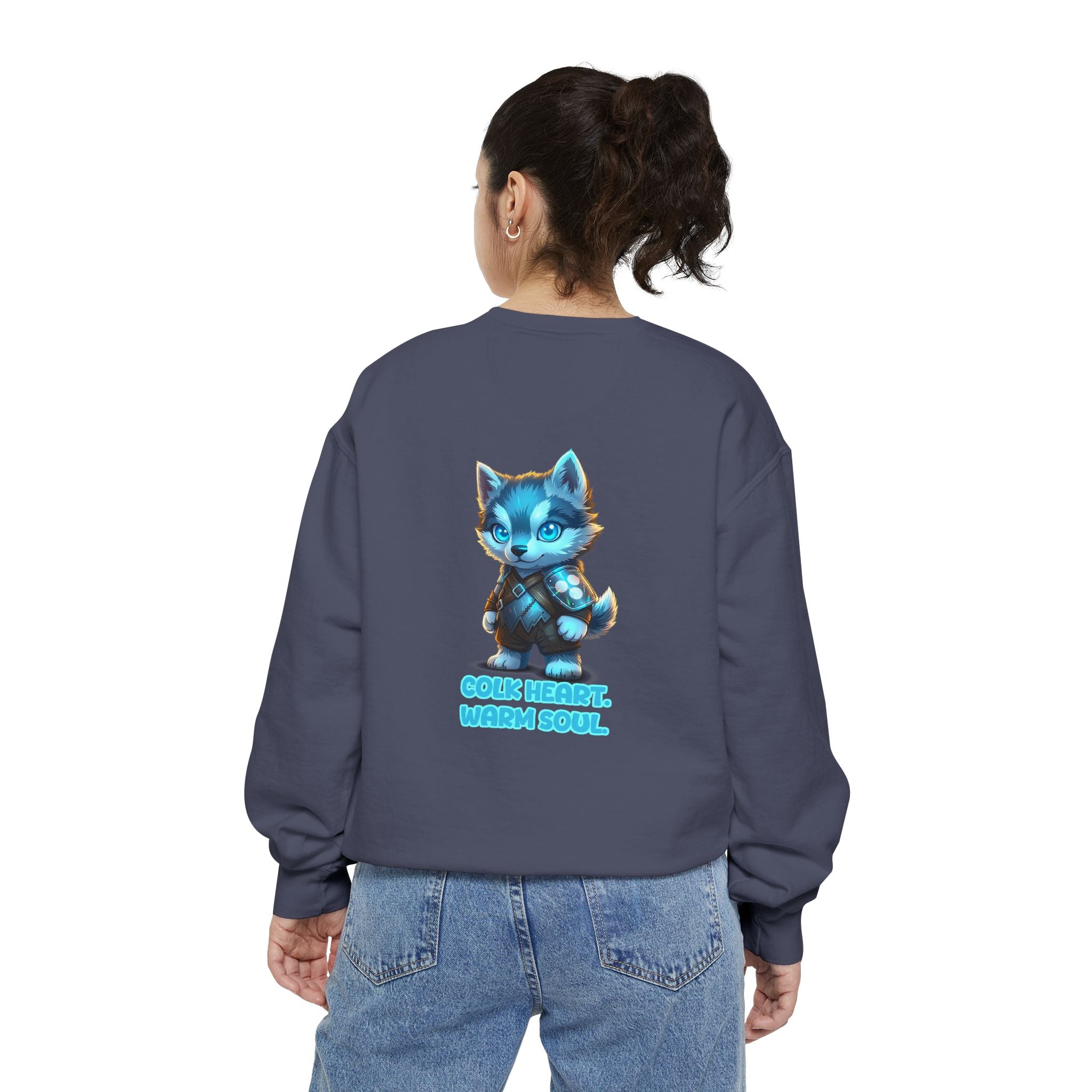 Embrace Your Demons Sweatshirt — "Cold Heart, Warm Soul" Cat Graphic Sweatshirt