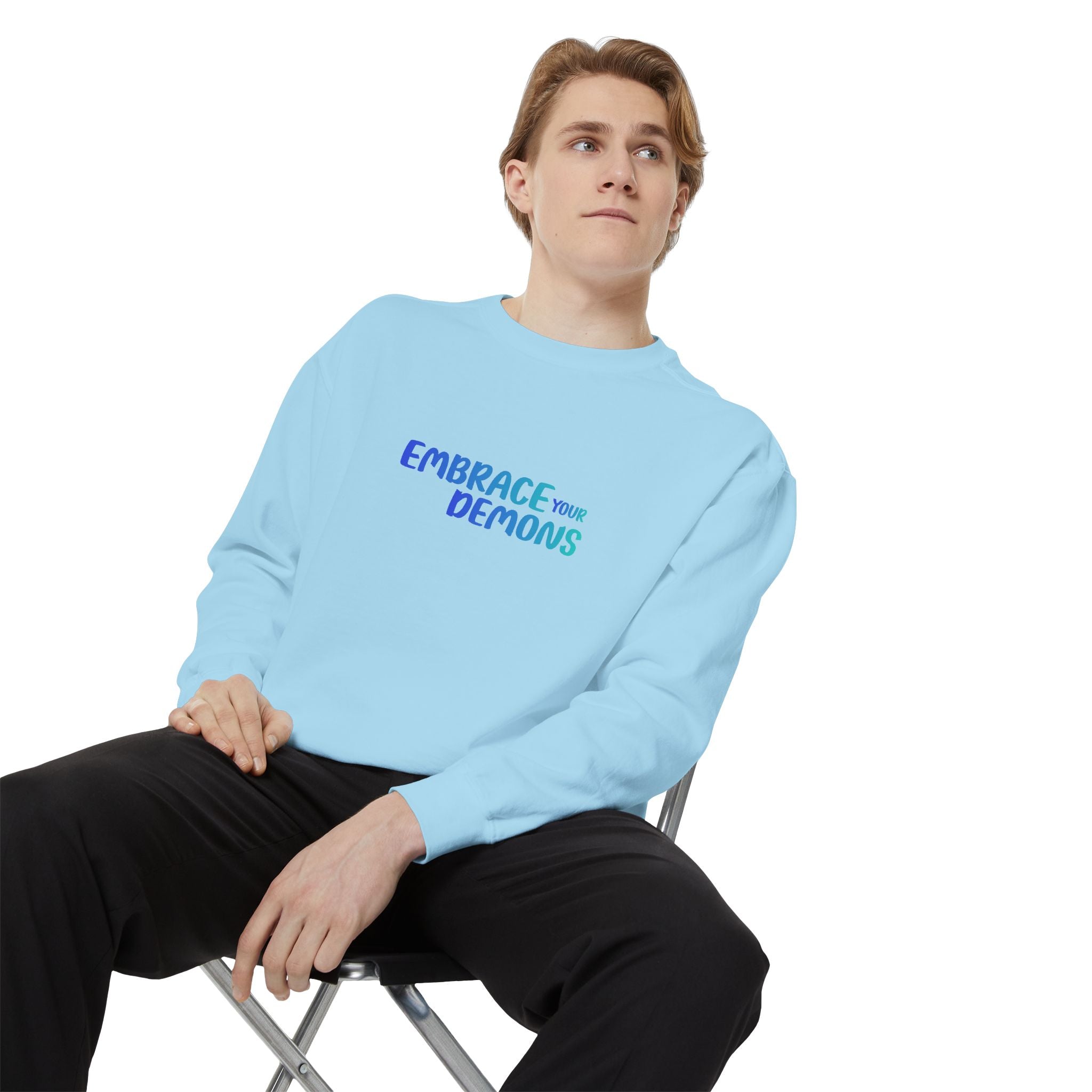 Embrace Your Demons Sweatshirt — "Cold Heart, Warm Soul" Cat Graphic Sweatshirt