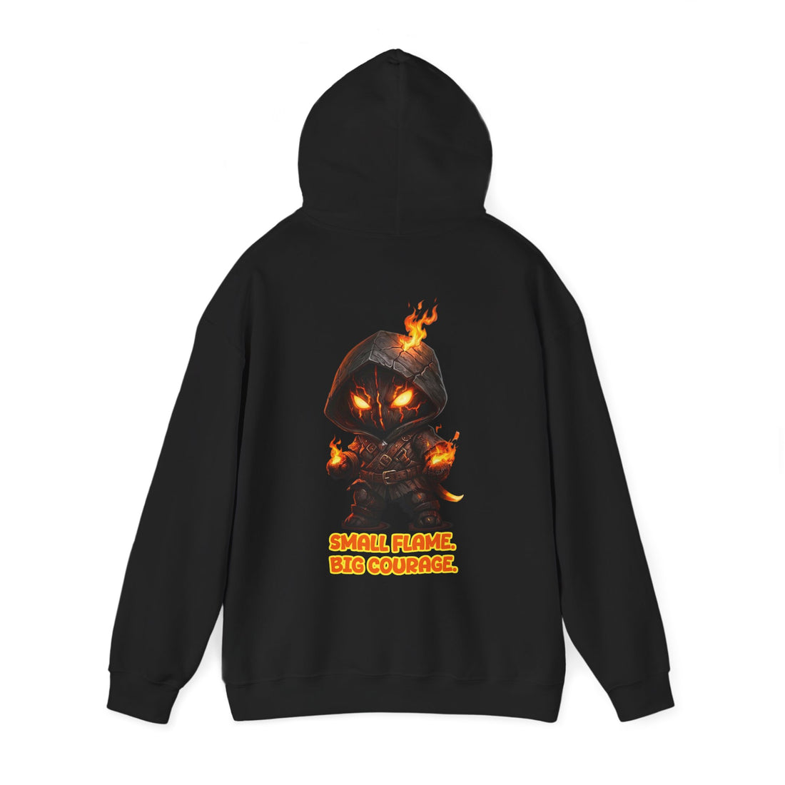 "Embrace Your Demons" Flame Hooded Sweatshirt (Small Flame, Big Courage)