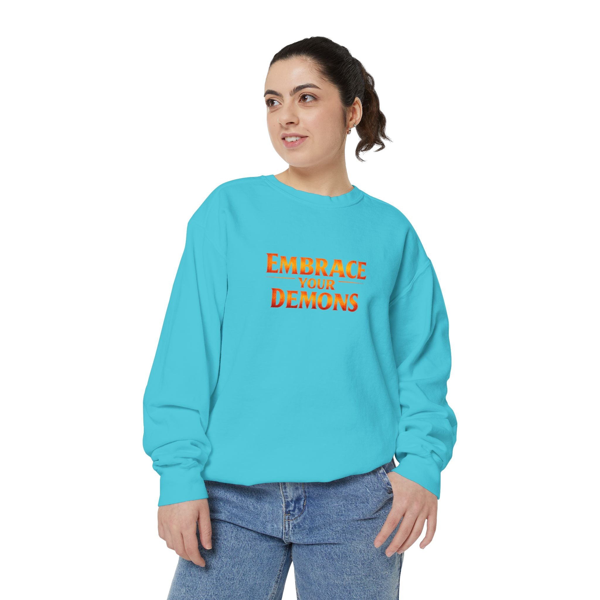 Embrace Your Demons Sweatshirt — Angel Warrior Graphic Crewneck
