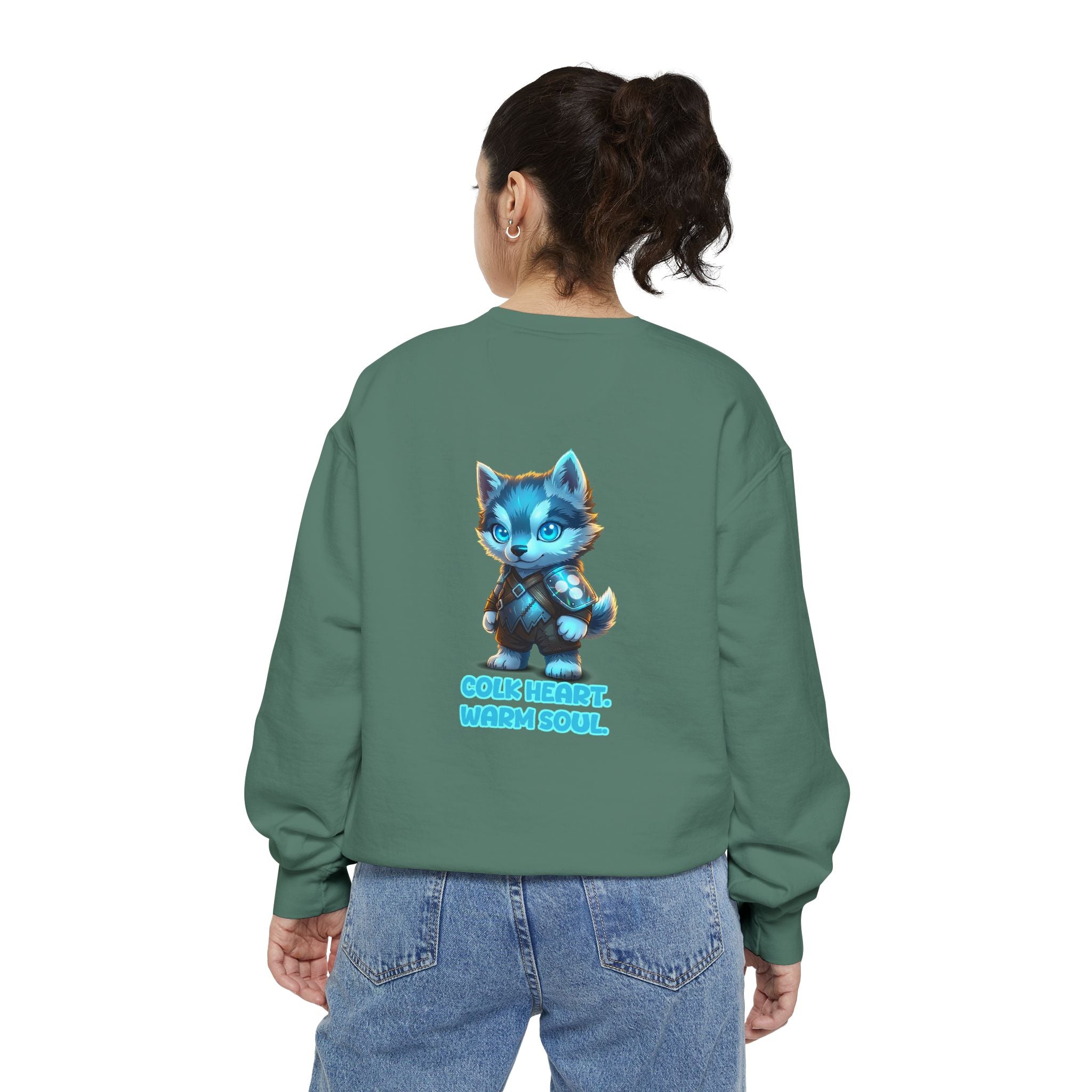 Embrace Your Demons Sweatshirt — "Cold Heart, Warm Soul" Cat Graphic Sweatshirt