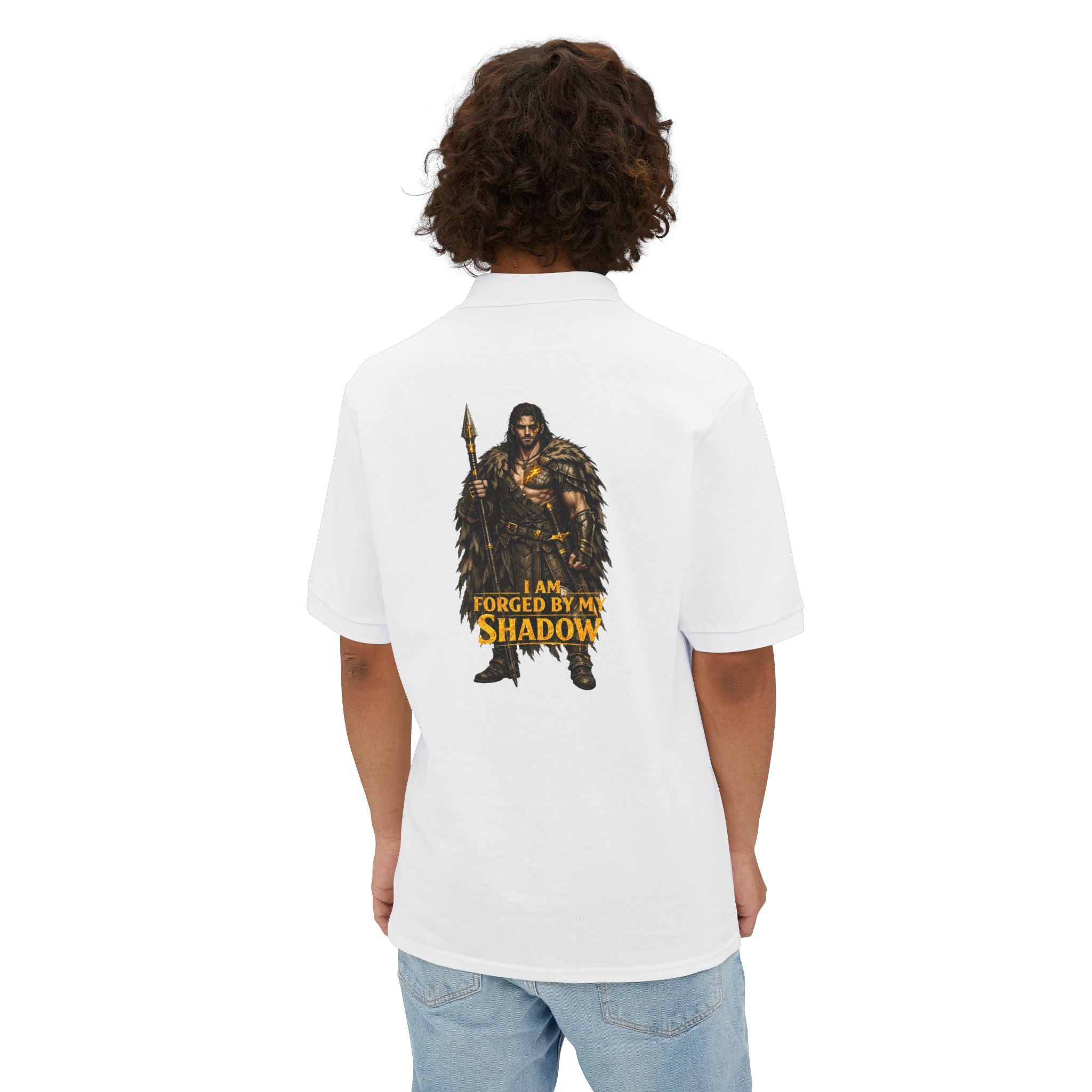 Viking Warrior Polo – "I Am Forged by My Shadow" Men's Piqué Polo