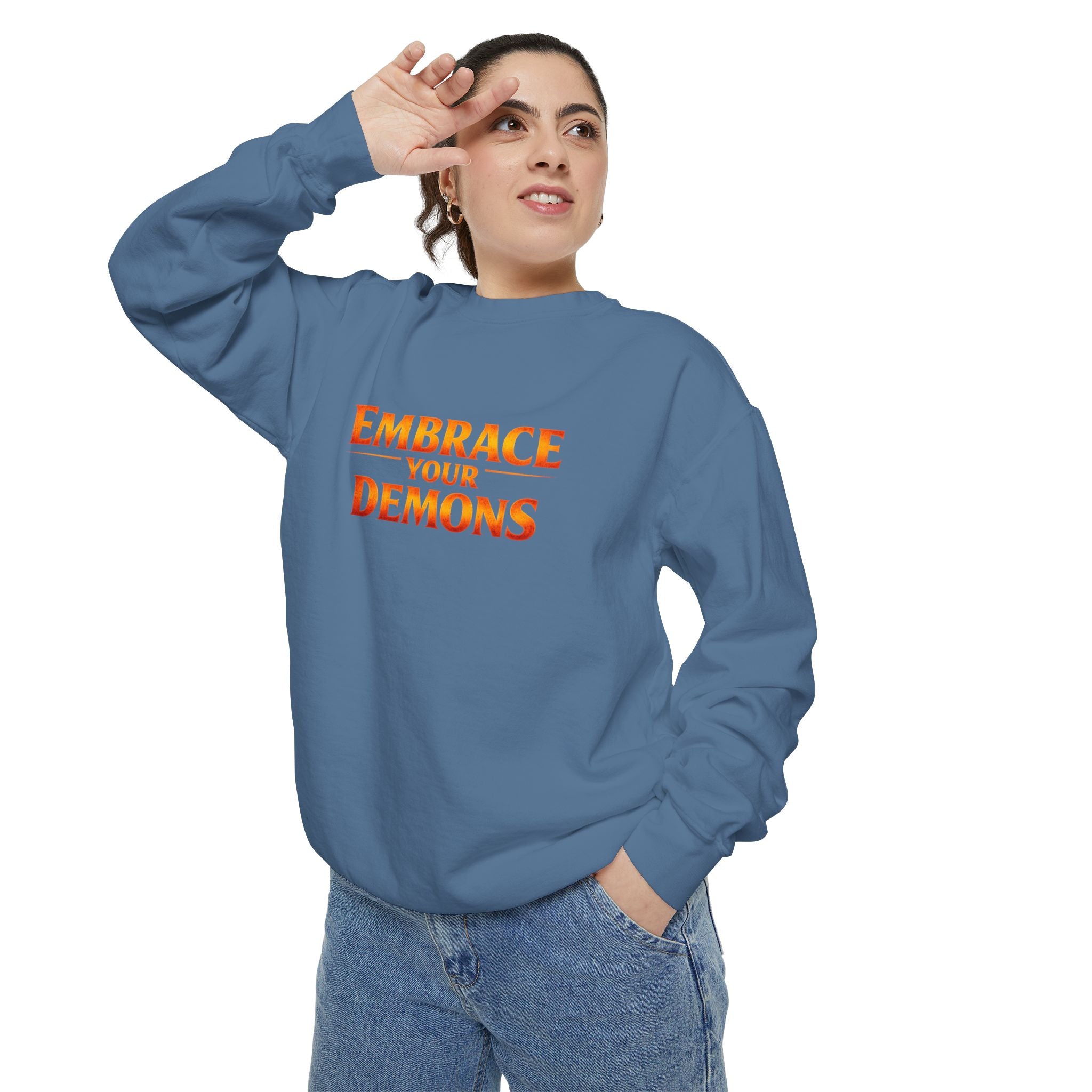Embrace Your Demons Sweatshirt — Angel Warrior Graphic Crewneck