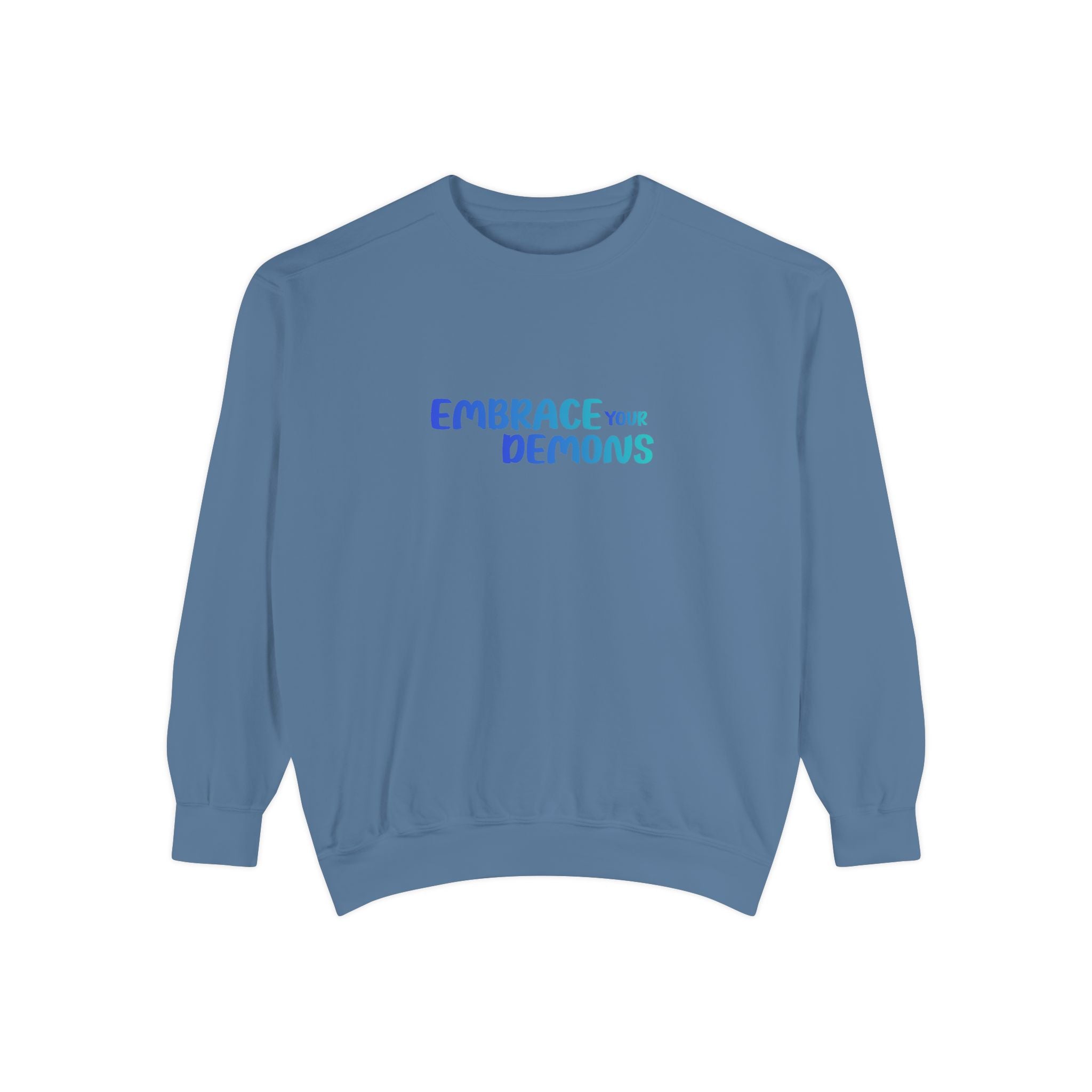Embrace Your Demons Sweatshirt — "Cold Heart, Warm Soul" Cat Graphic Sweatshirt