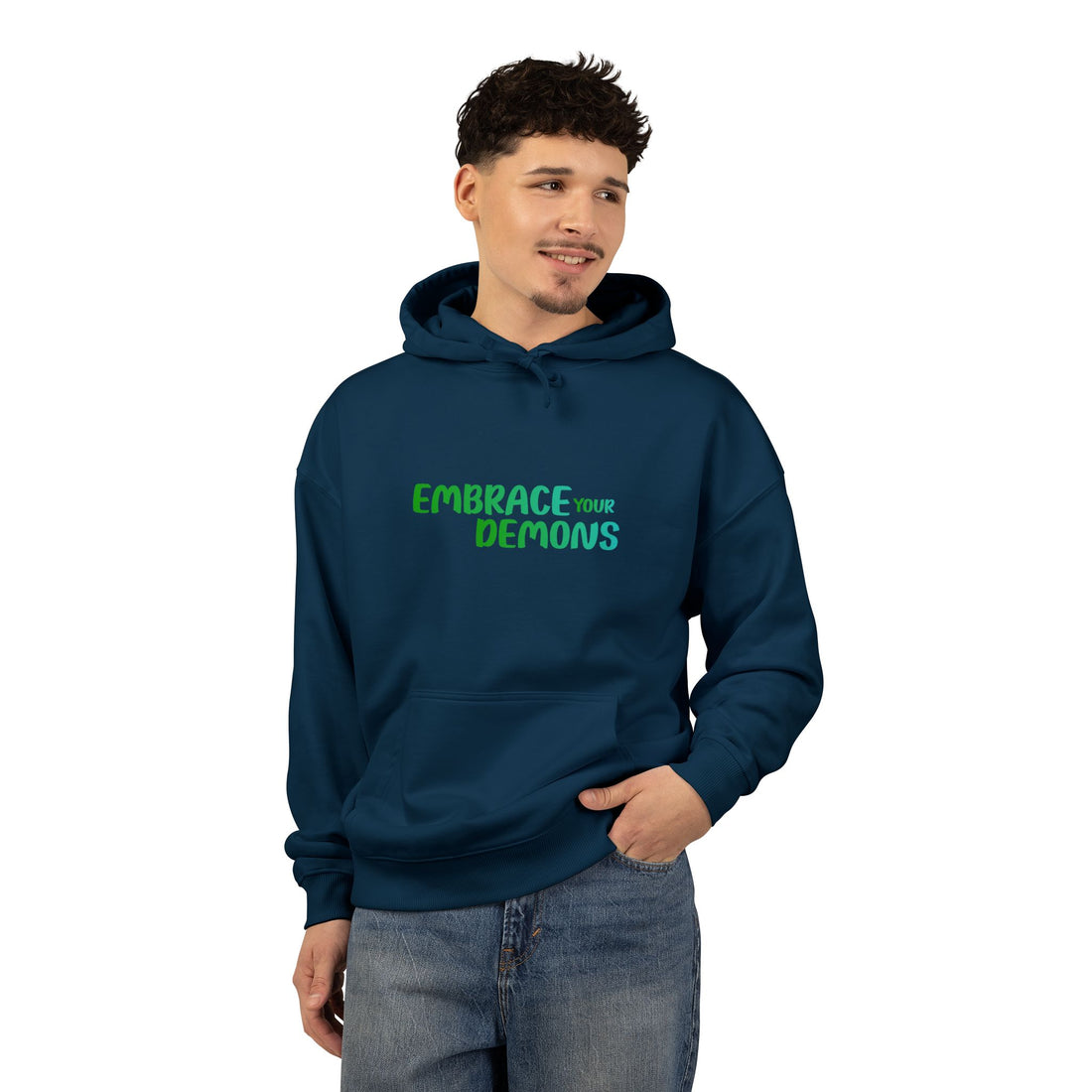 Embrace Your Demons Hoodie — Green Forest Creature Graphic Hoodie