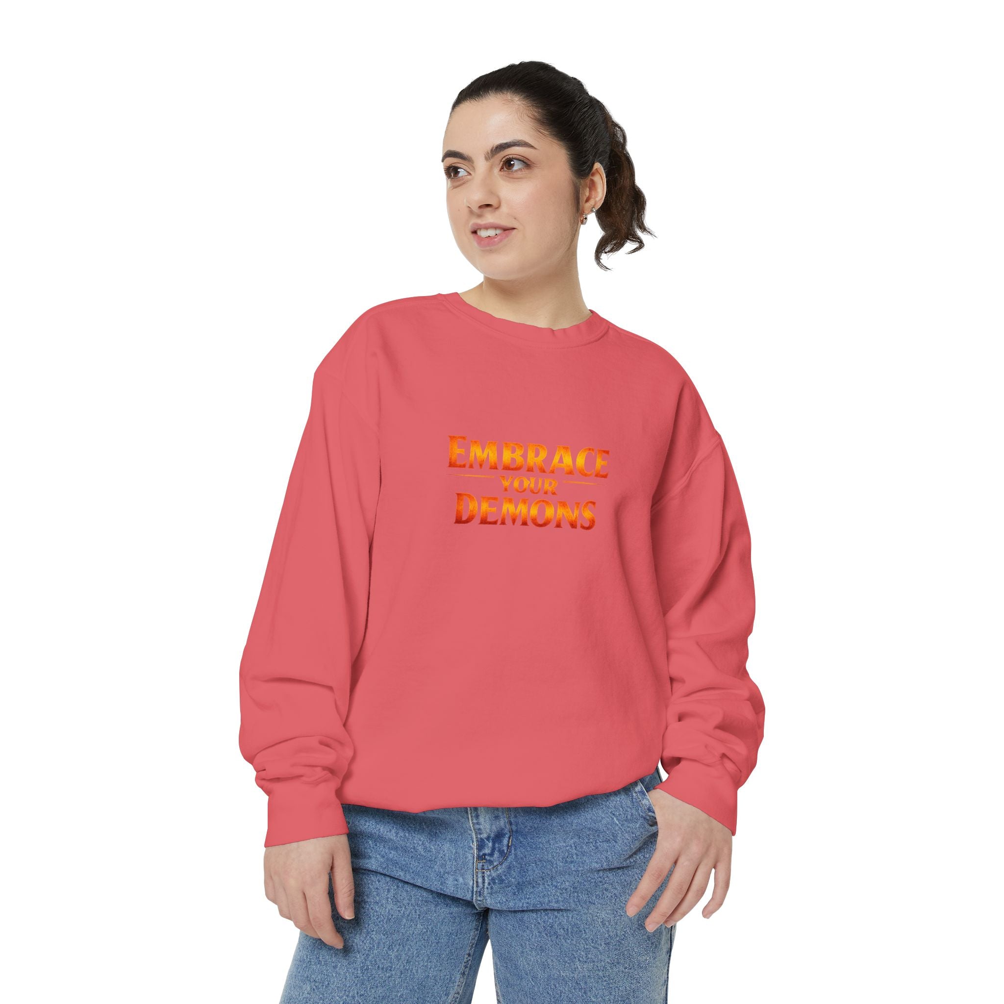 Embrace Your Demons Sweatshirt — Small Flame, Big Courage Graphic Crewneck
