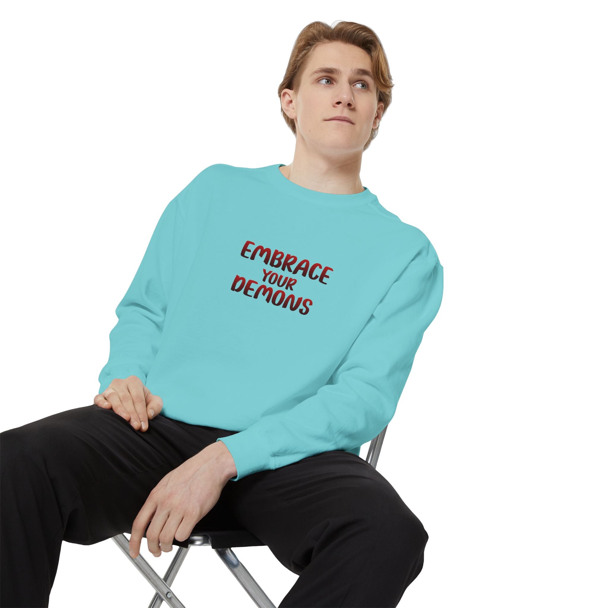Embrace Your Demons Sweatshirt — Viking Warrior Graphic Crewneck