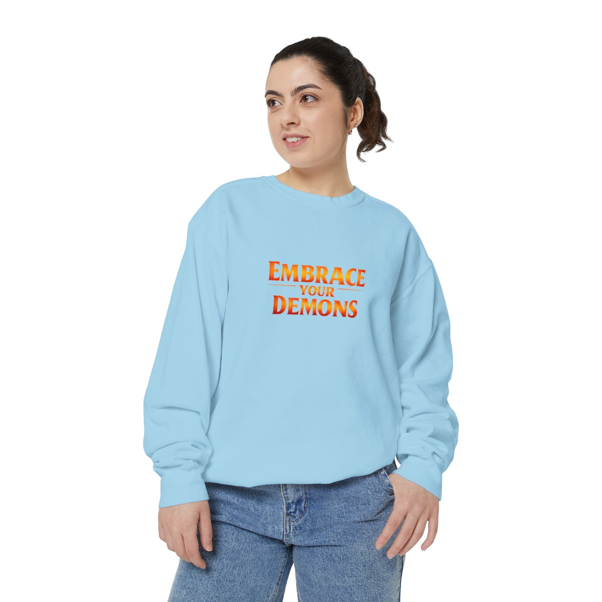 Embrace Your Demons Sweatshirt — Small Flame, Big Courage Graphic Crewneck